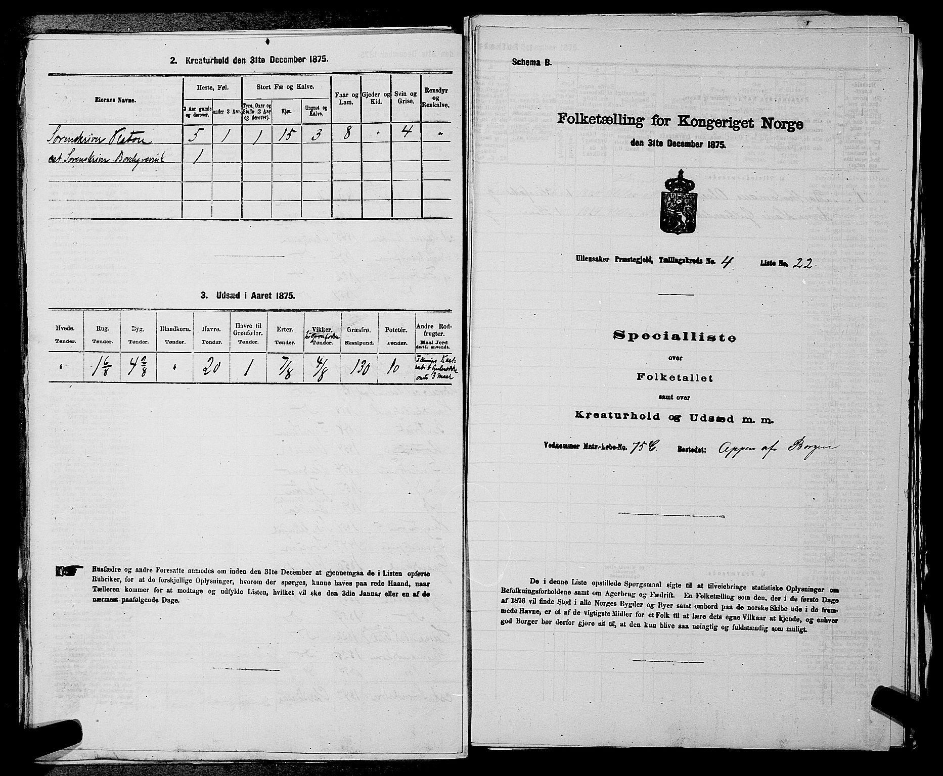 RA, 1875 census for 0235P Ullensaker, 1875, p. 507