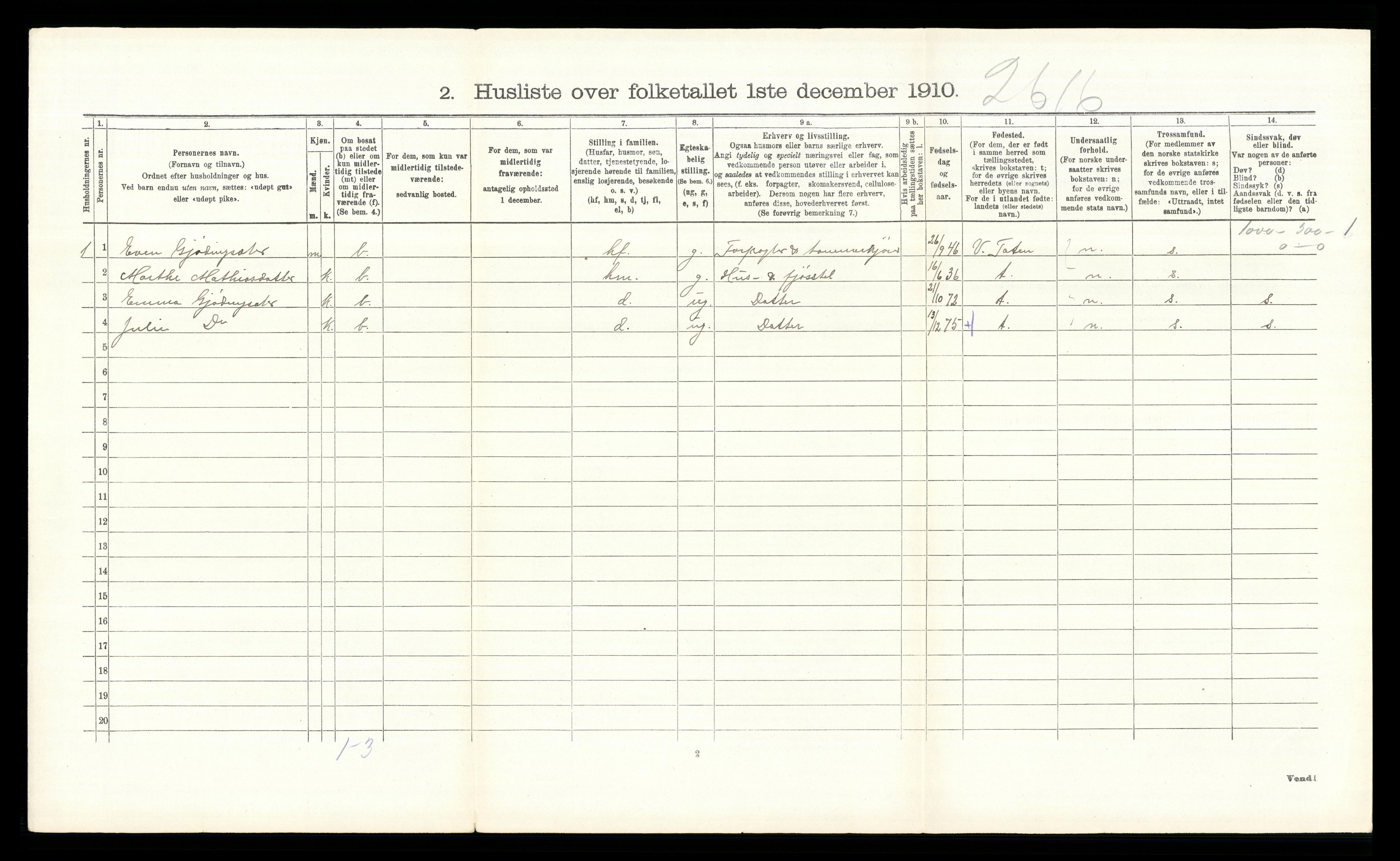 RA, 1910 census for Hurdal, 1910, p. 373