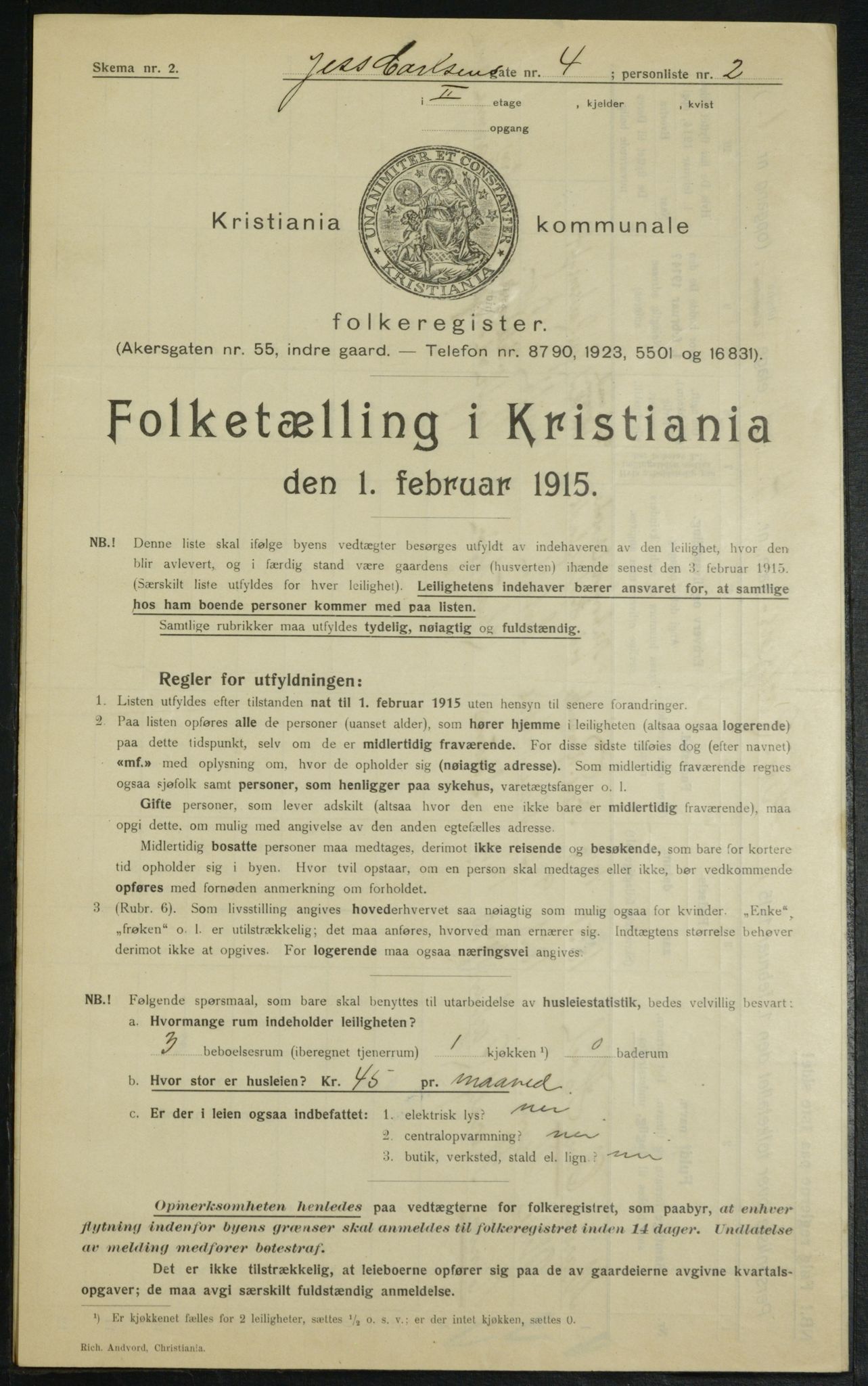 OBA, Municipal Census 1915 for Kristiania, 1915, p. 46546