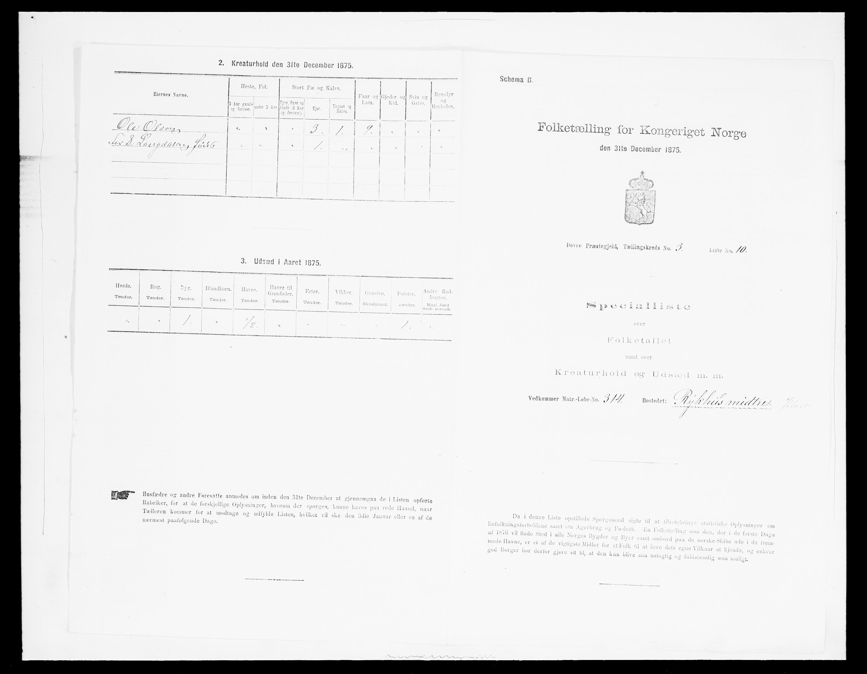 SAH, 1875 census for 0511P Dovre, 1875, p. 476