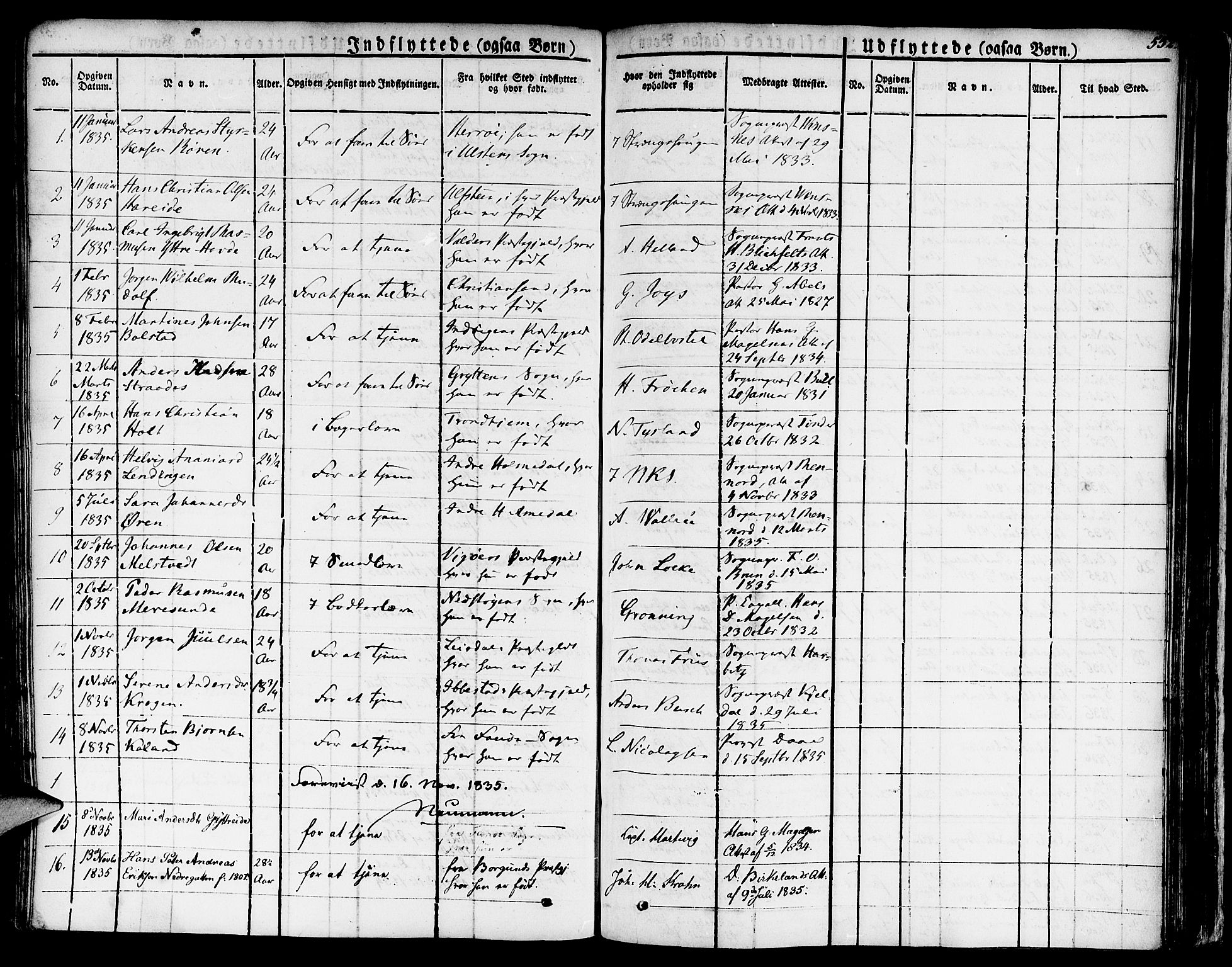Nykirken Sokneprestembete, SAB/A-77101/H/Haa/L0012: Parish register (official) no. A 12, 1821-1844, p. 552