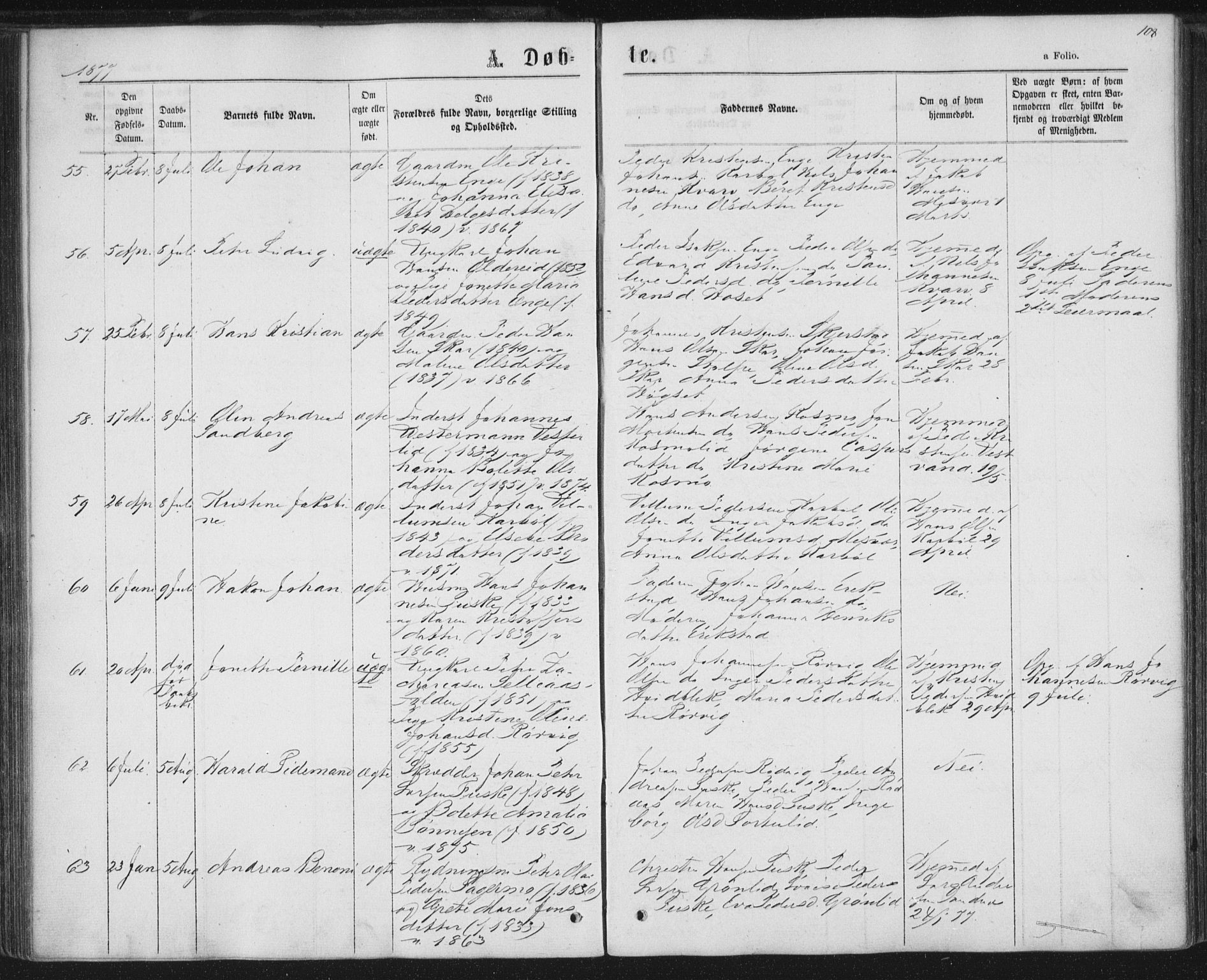 Ministerialprotokoller, klokkerbøker og fødselsregistre - Nordland, SAT/A-1459/852/L0739: Parish register (official) no. 852A09, 1866-1877, p. 108