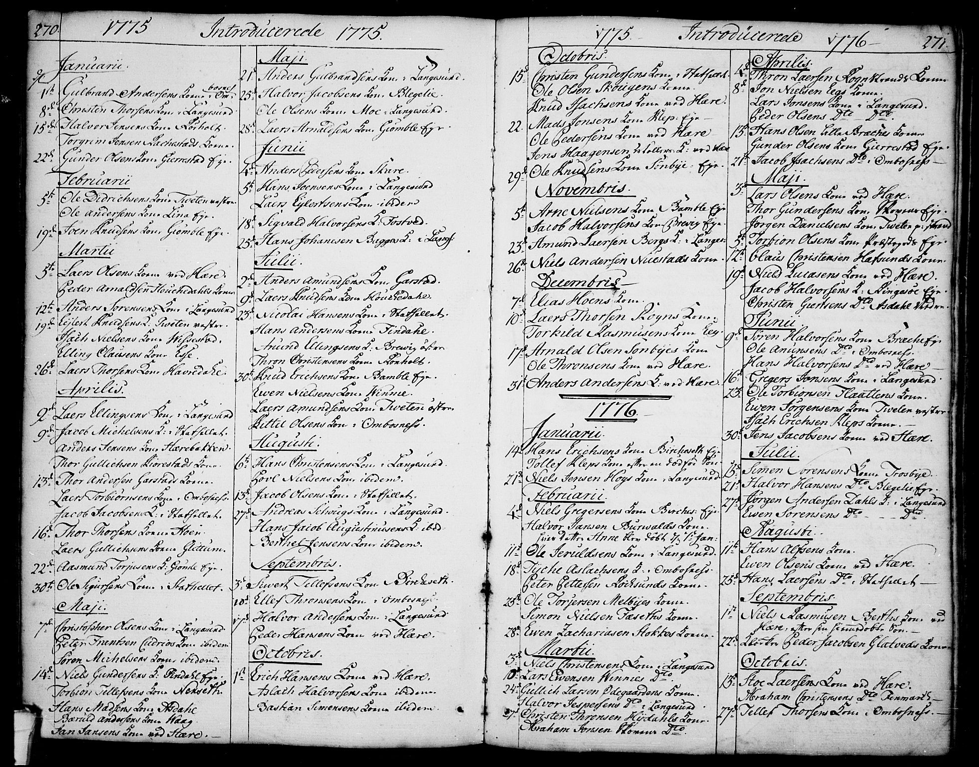Bamble kirkebøker, AV/SAKO-A-253/F/Fa/L0002: Parish register (official) no. I 2, 1775-1814, p. 270-271