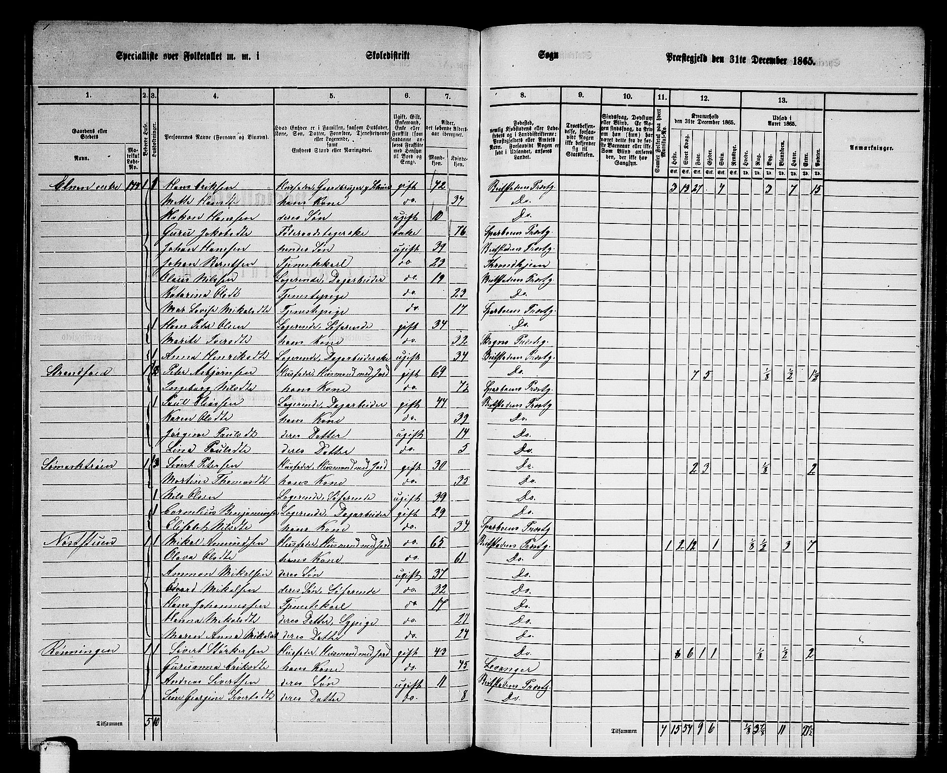 RA, 1865 census for Beitstad, 1865, p. 130