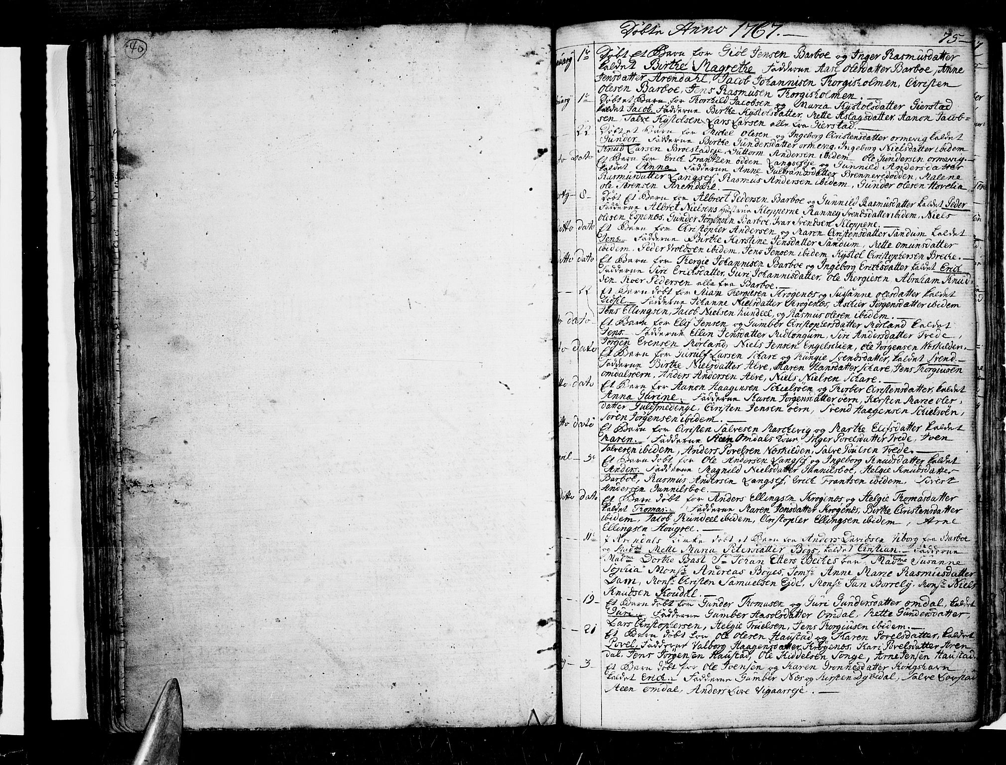 Tromøy sokneprestkontor, SAK/1111-0041/F/Fa/L0001: Parish register (official) no. A 1, 1747-1793, p. 74-75