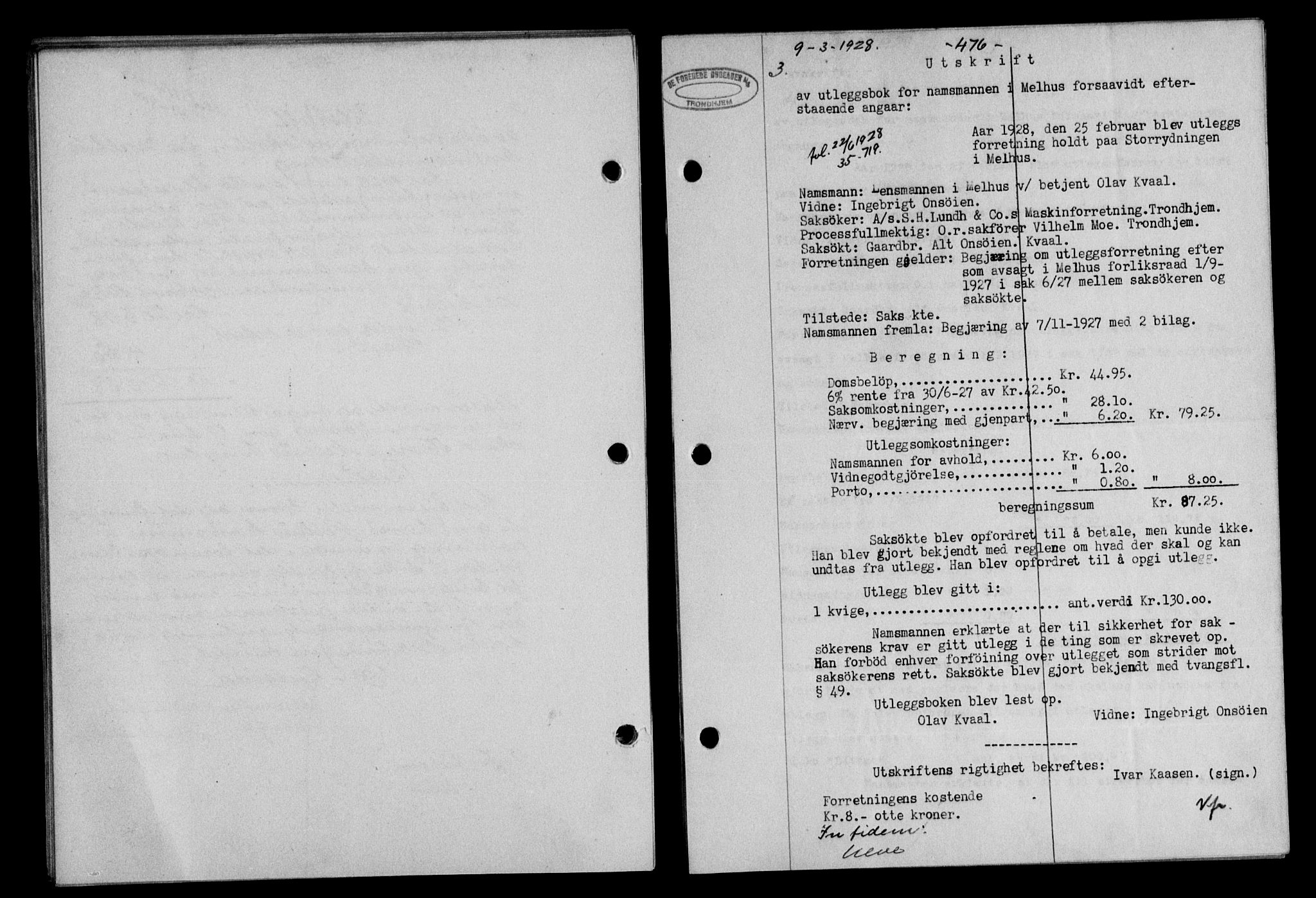 Gauldal sorenskriveri, SAT/A-0014/1/2/2C/L0036: Mortgage book no. 37, 1927-1928, Deed date: 09.03.1928