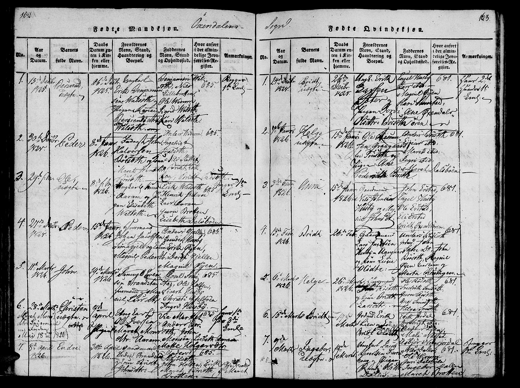 Ministerialprotokoller, klokkerbøker og fødselsregistre - Møre og Romsdal, SAT/A-1454/590/L1011: Parish register (official) no. 590A03 /3, 1819-1832, p. 162-163