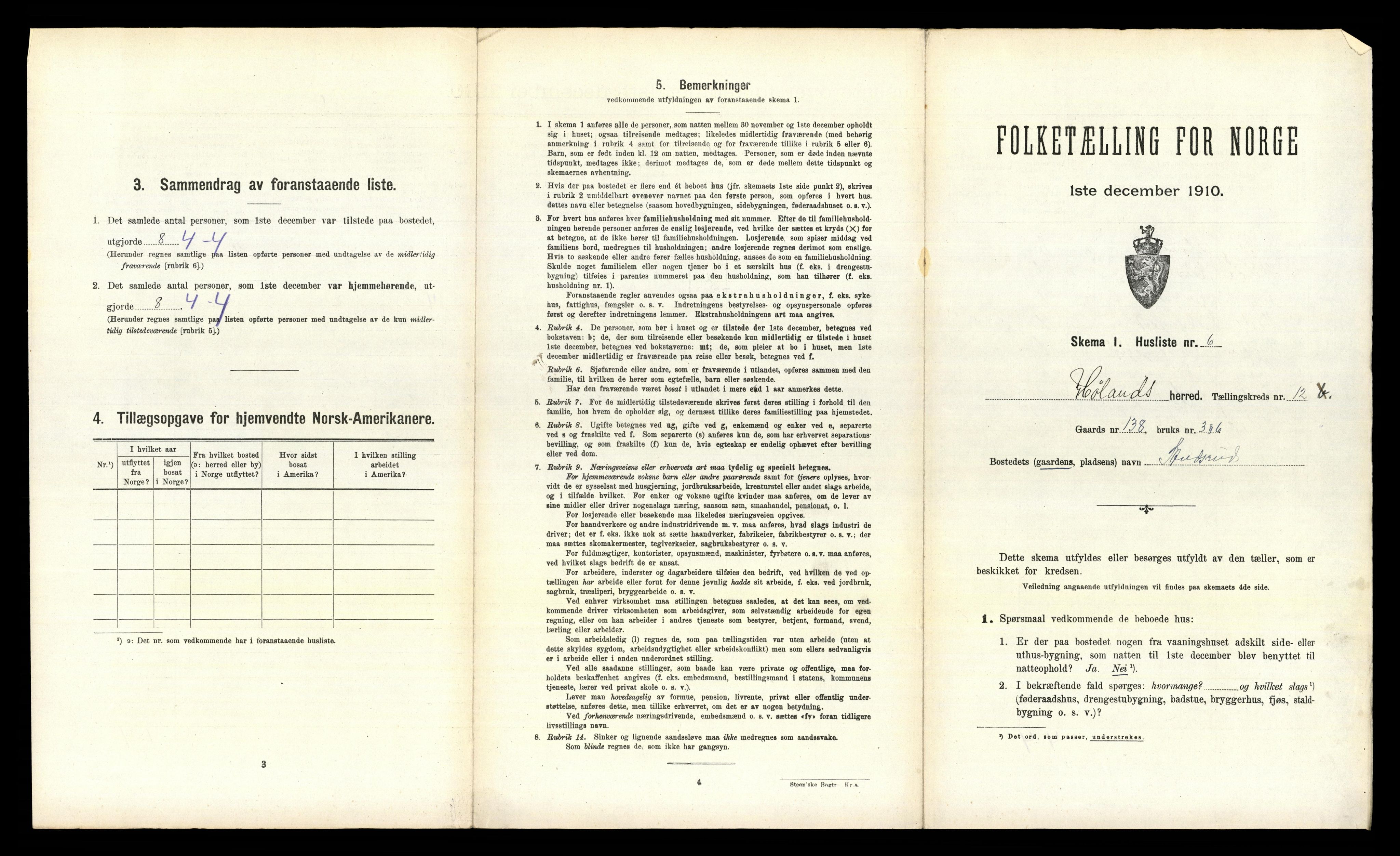 RA, 1910 census for Høland, 1910, p. 1703