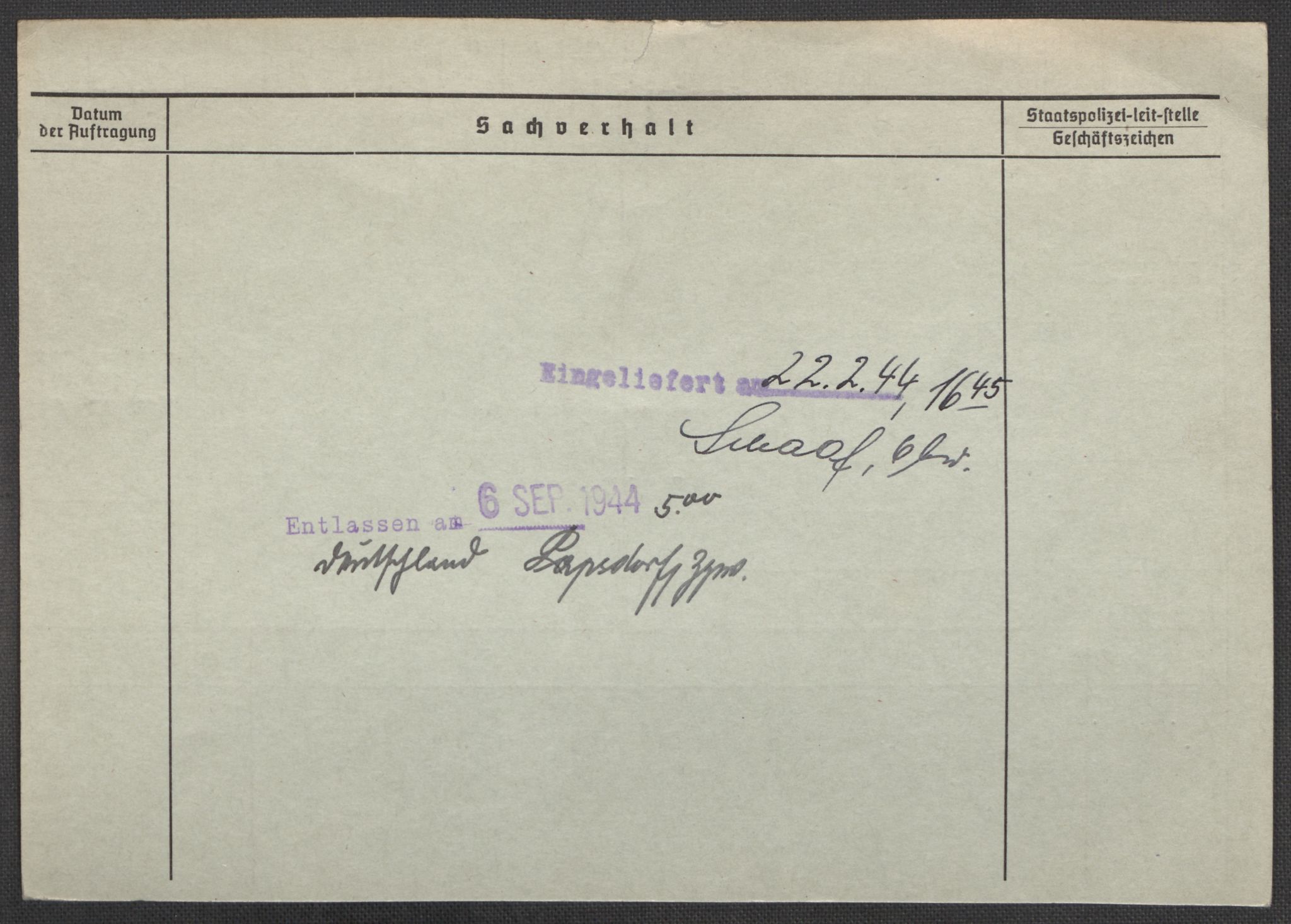 Befehlshaber der Sicherheitspolizei und des SD, AV/RA-RAFA-5969/E/Ea/Eaa/L0008: Register over norske fanger i Møllergata 19: Oelze-Ru, 1940-1945, p. 509