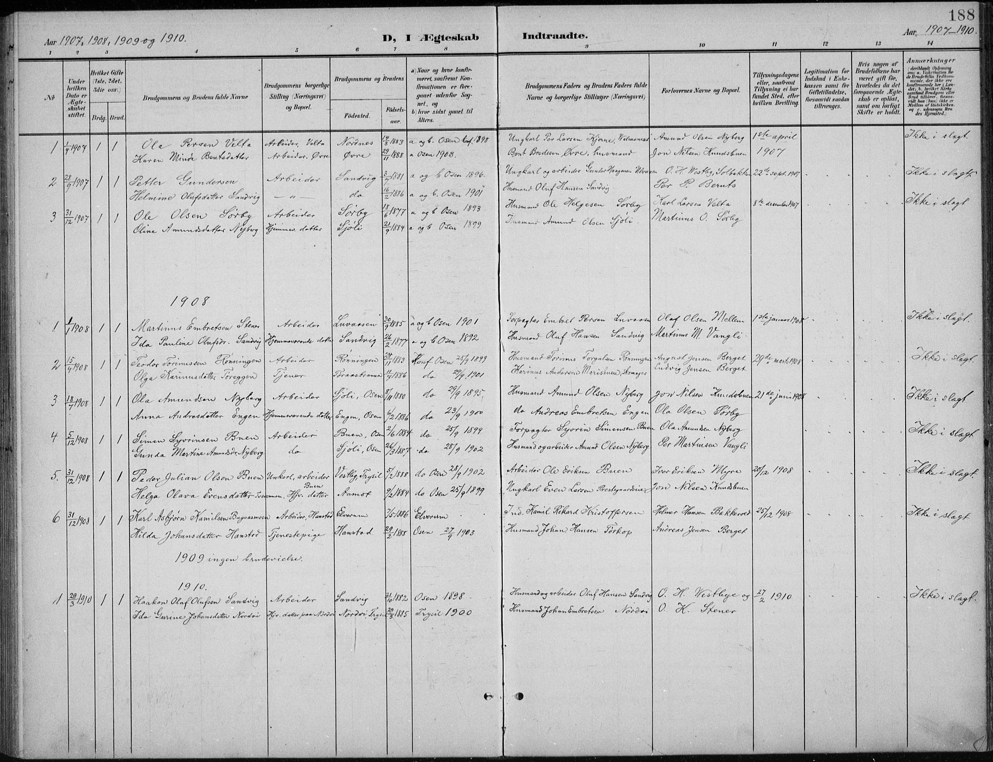 Åmot prestekontor, Hedmark, SAH/PREST-056/H/Ha/Hab/L0003: Parish register (copy) no. 3, 1902-1938, p. 188