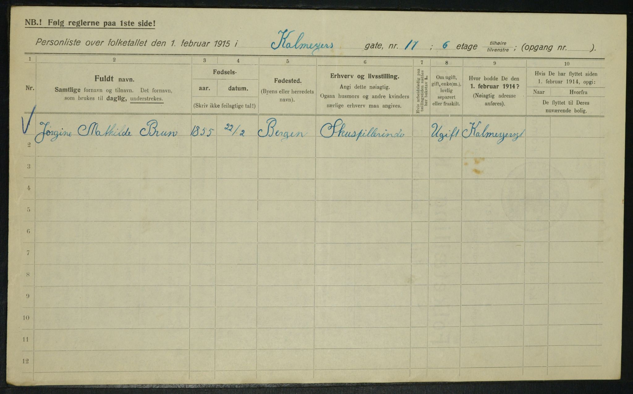 OBA, Municipal Census 1915 for Kristiania, 1915, p. 11595