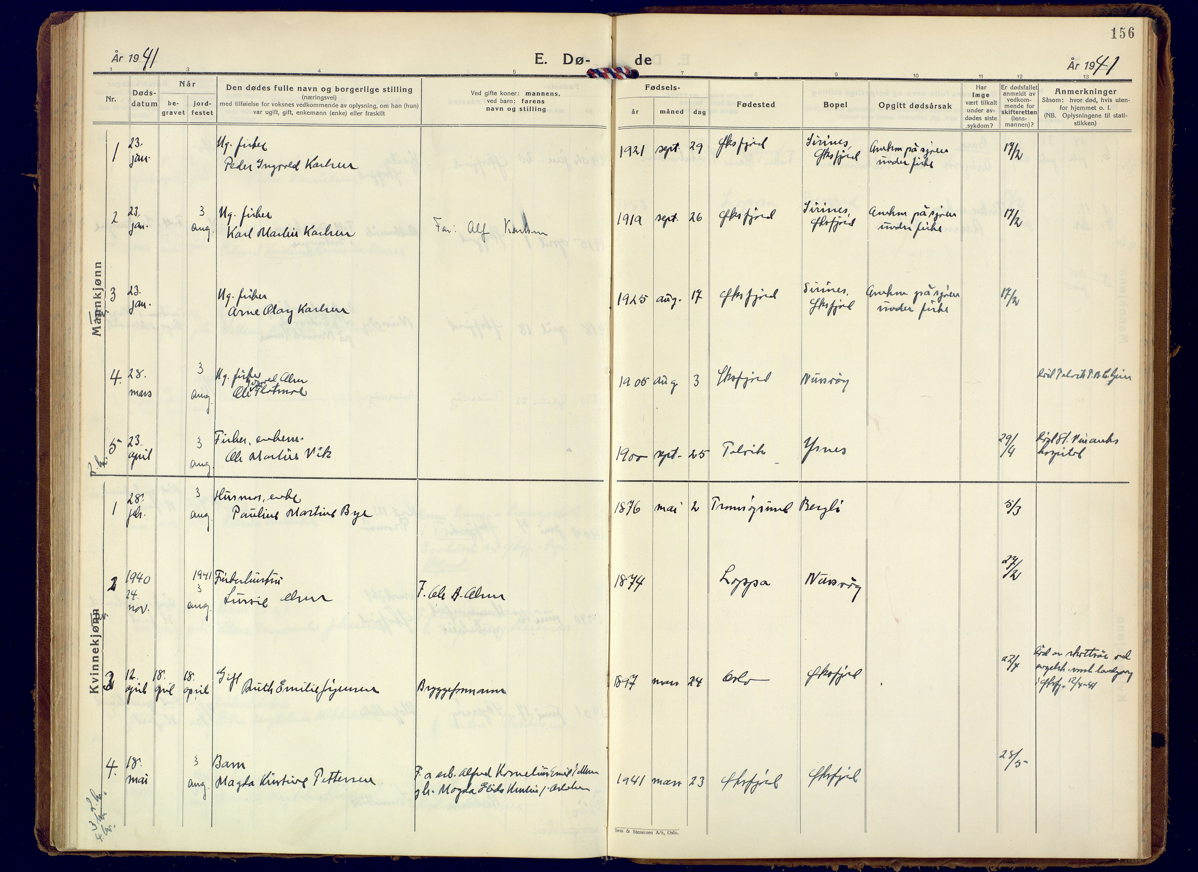 Loppa sokneprestkontor, AV/SATØ-S-1339/H/Ha/L0015kirke: Parish register (official) no. 15, 1933-1941, p. 156