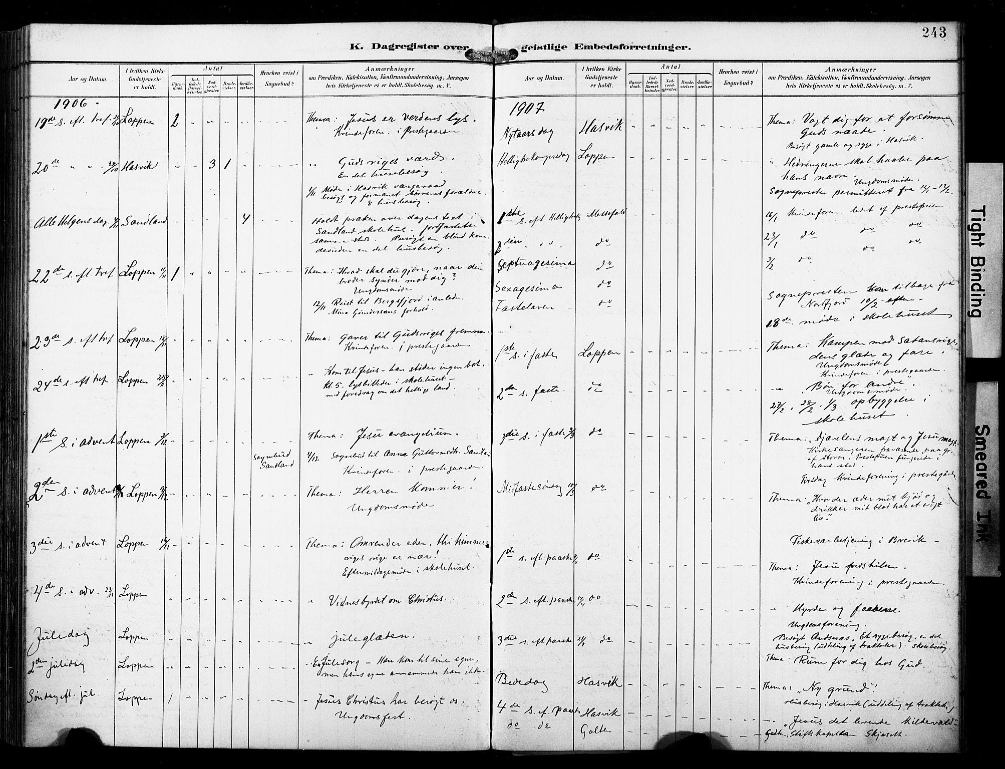 Loppa sokneprestkontor, SATØ/S-1339/H/Ha/L0009kirke: Parish register (official) no. 9, 1895-1909, p. 243