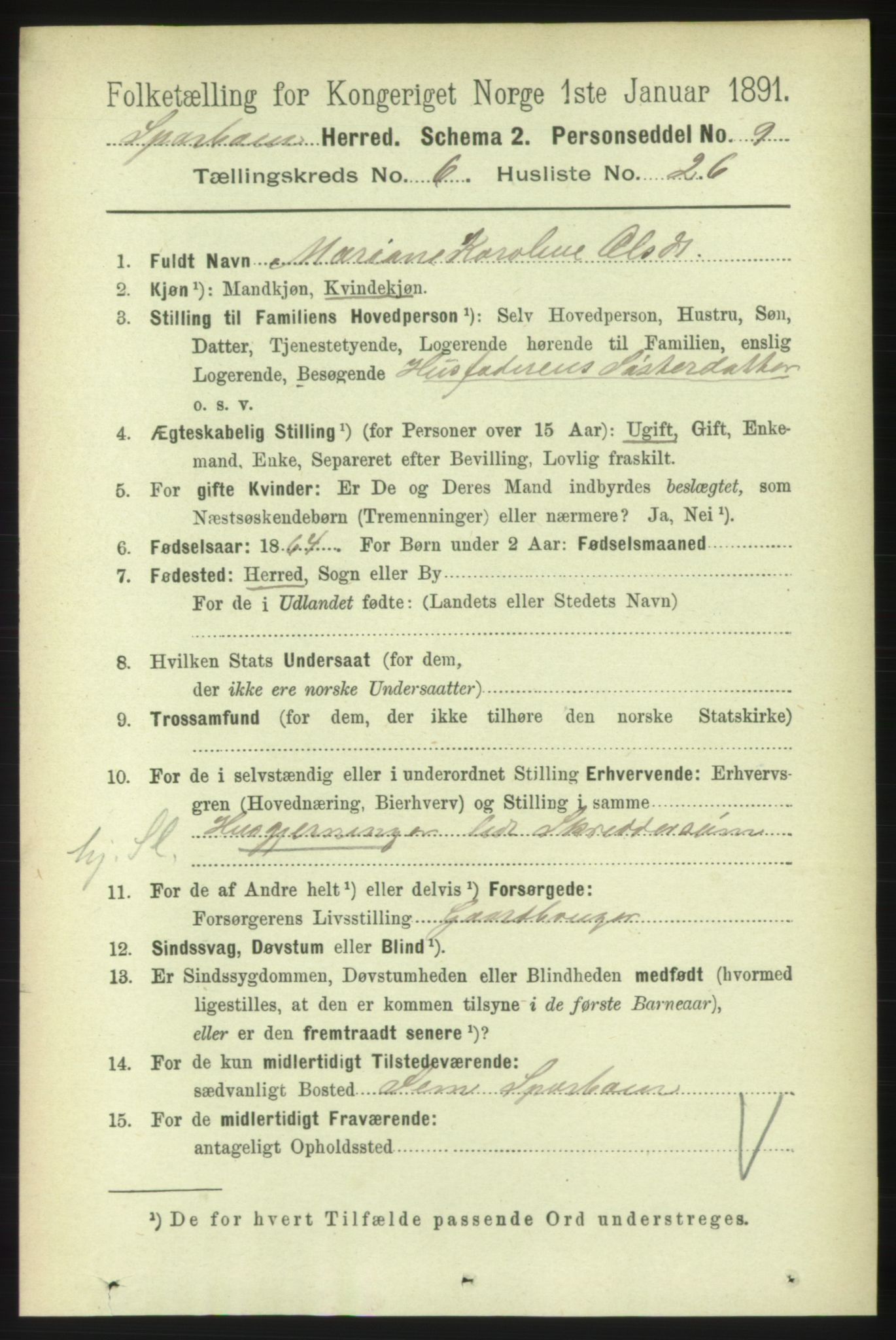 RA, 1891 census for 1731 Sparbu, 1891, p. 2320