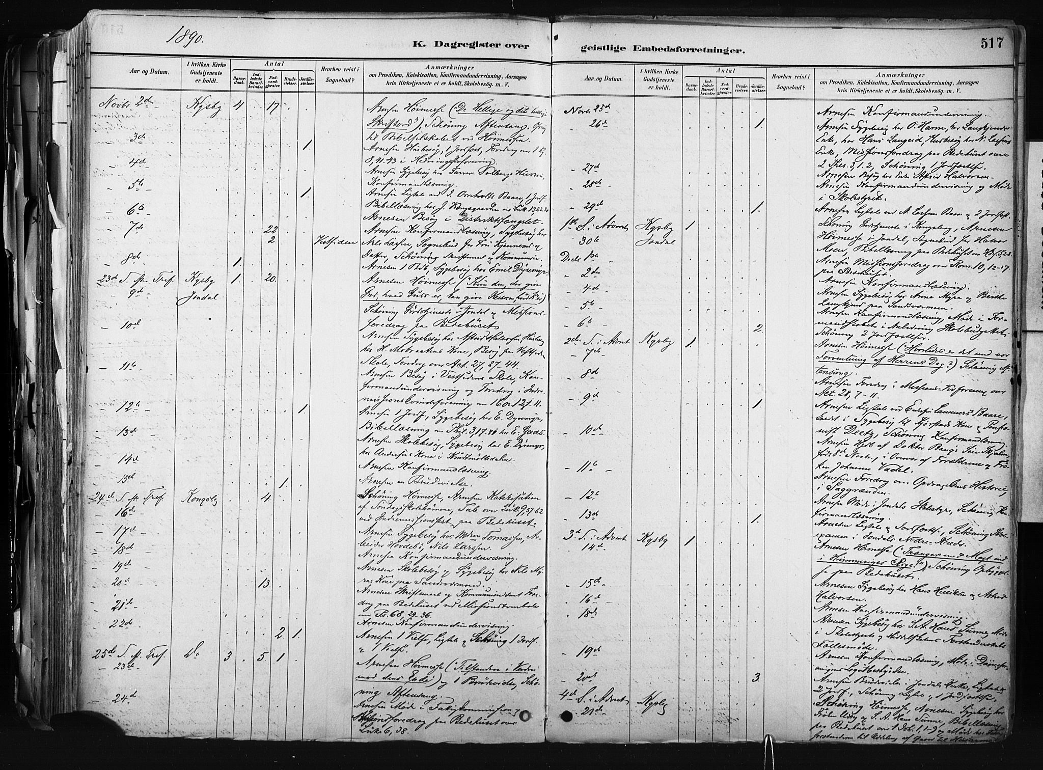 Kongsberg kirkebøker, SAKO/A-22/F/Fb/L0002: Parish register (official) no. II 2, 1886-1896, p. 517