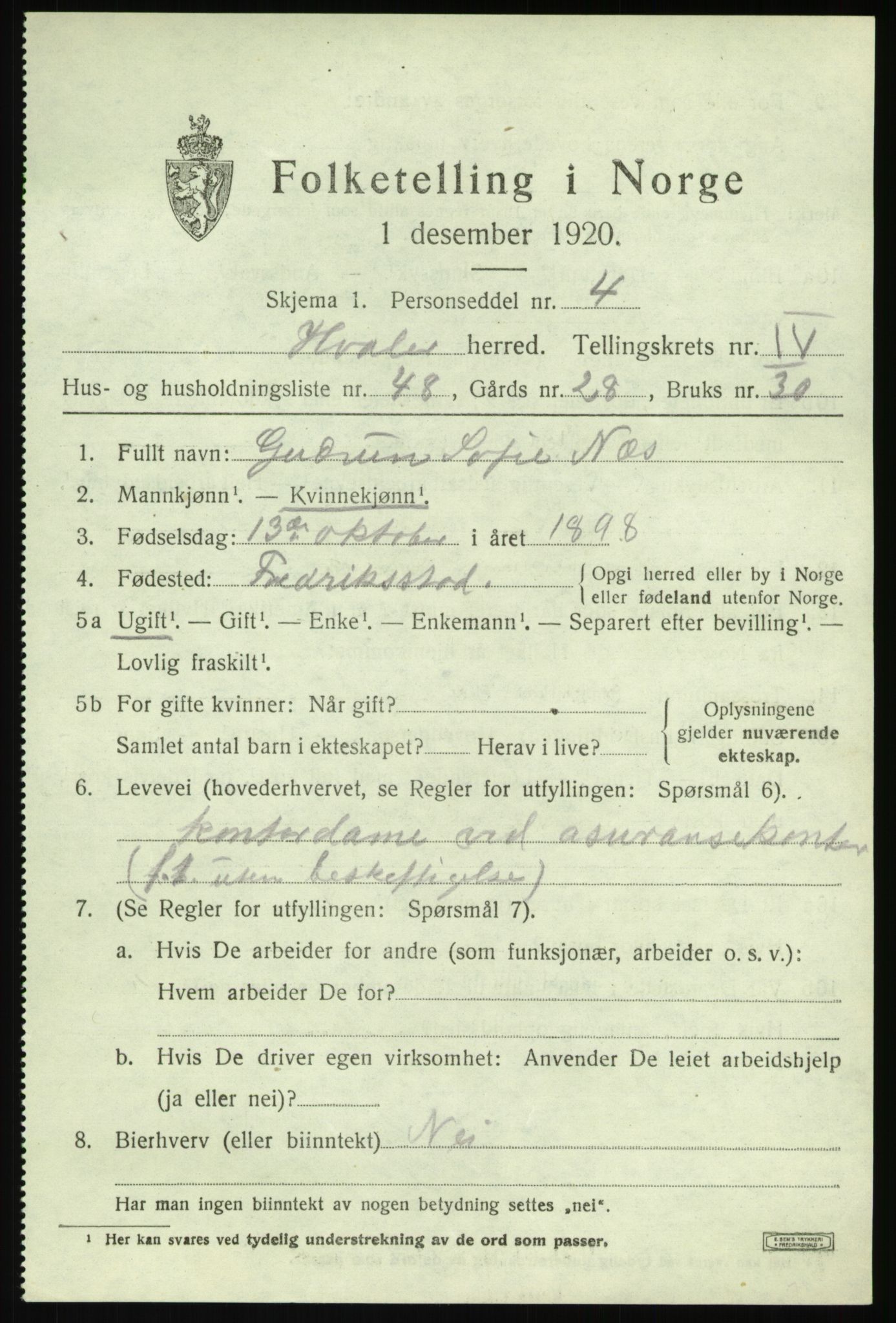 SAO, 1920 census for Hvaler, 1920, p. 5118