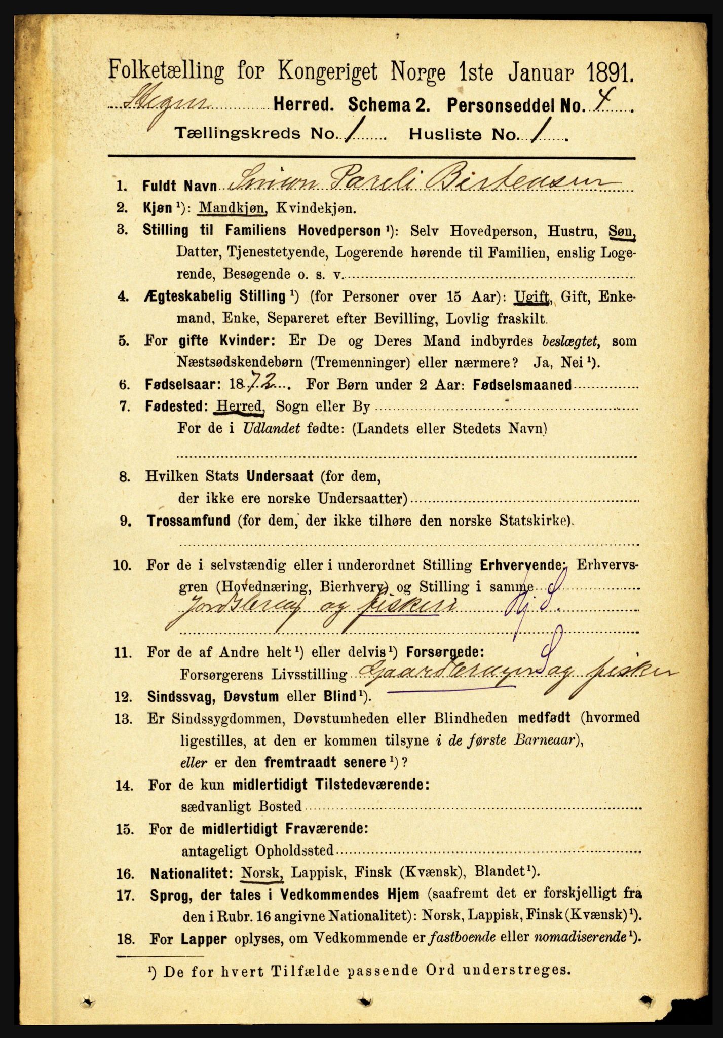 RA, 1891 census for 1848 Steigen, 1891, p. 119