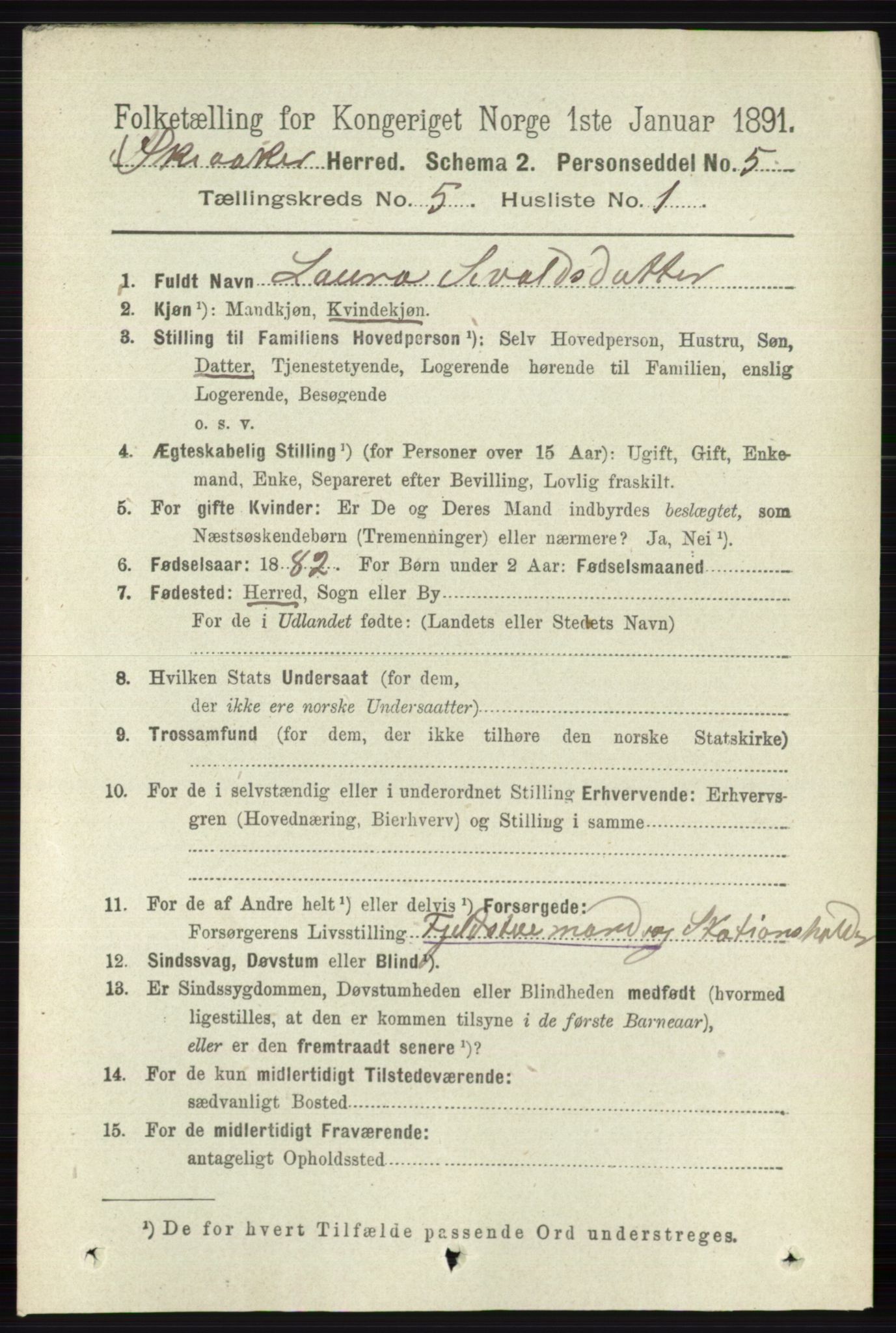 RA, 1891 census for 0513 Skjåk, 1891, p. 1620