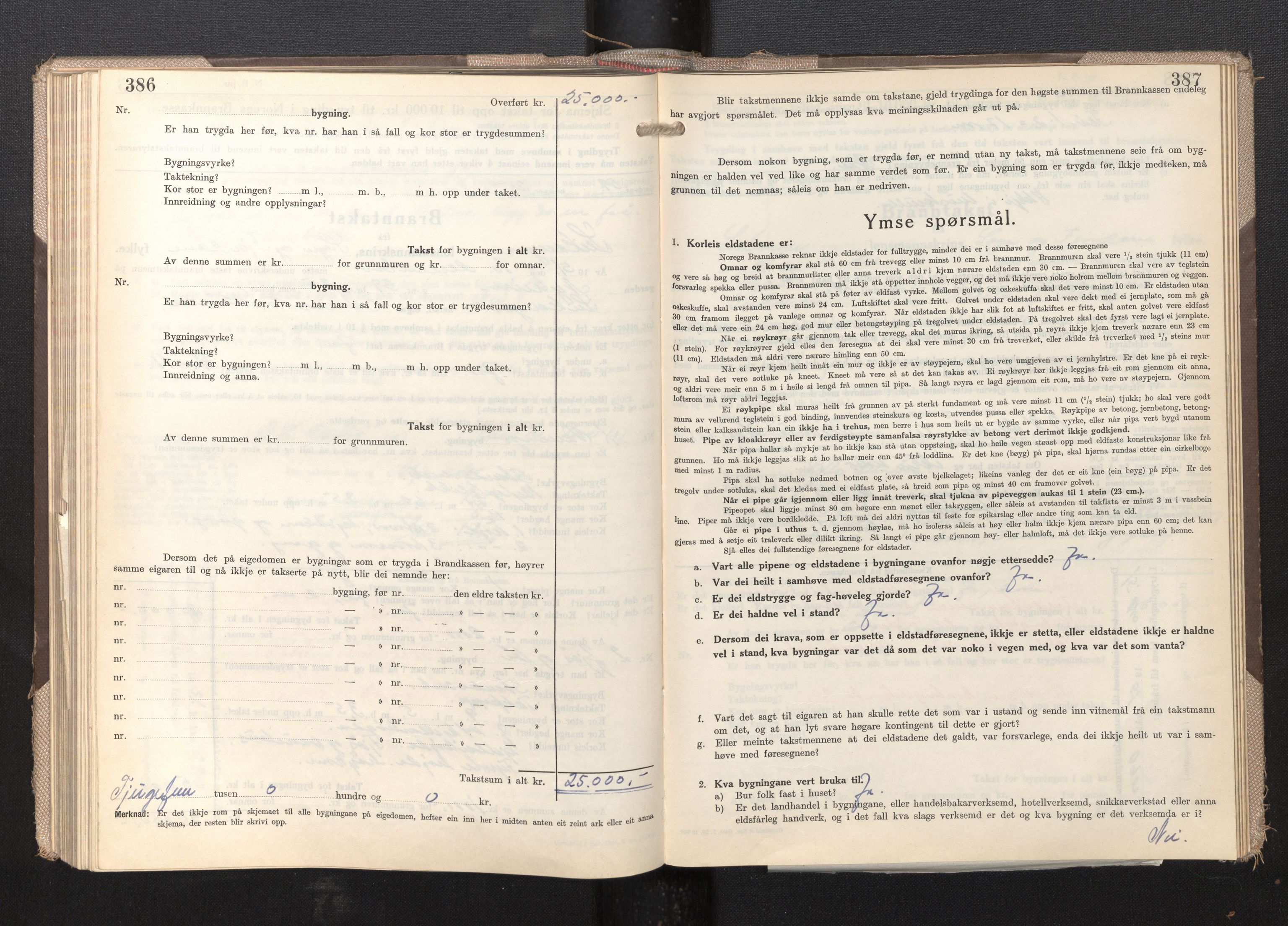 Lensmannen i Leikanger, AV/SAB-A-29201/0012/L0009: Branntakstprotokoll, skjematakst, 1946-1952, p. 386-387