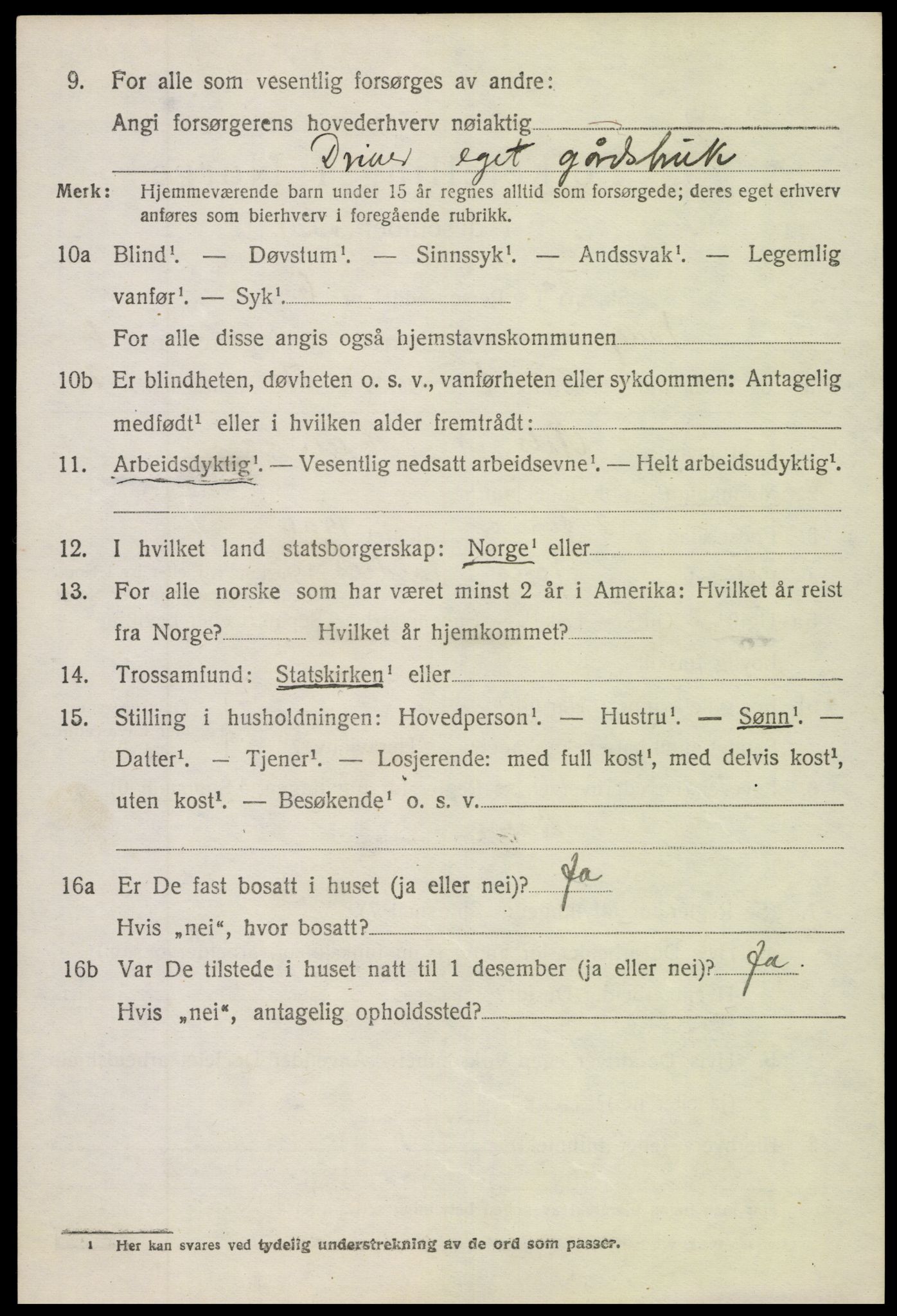 SAH, 1920 census for Vang (Oppland), 1920, p. 2640