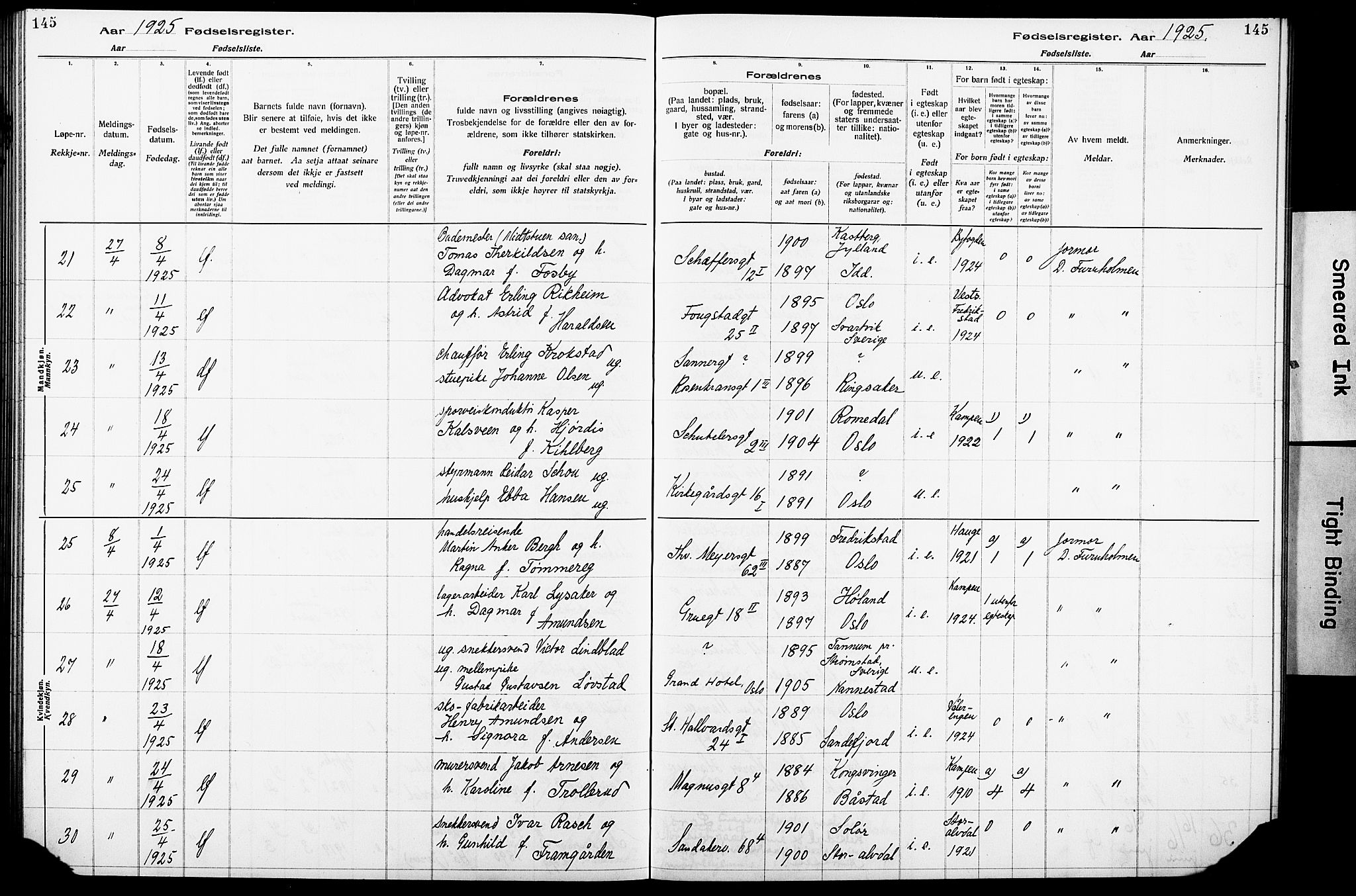 Krohgstøtten sykehusprest Kirkebøker, AV/SAO-A-10854/J/Ja/L0001: Birth register no. 1, 1917-1928, p. 145