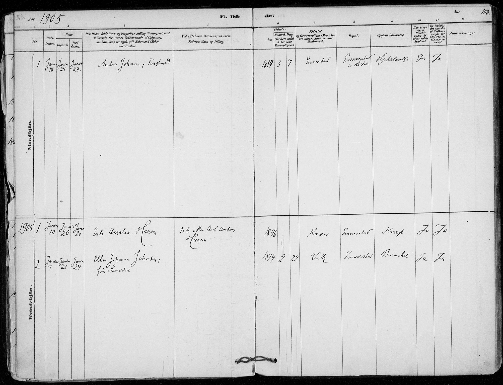 Vestby prestekontor Kirkebøker, SAO/A-10893/F/Fd/L0001: Parish register (official) no. IV 1, 1878-1945, p. 103
