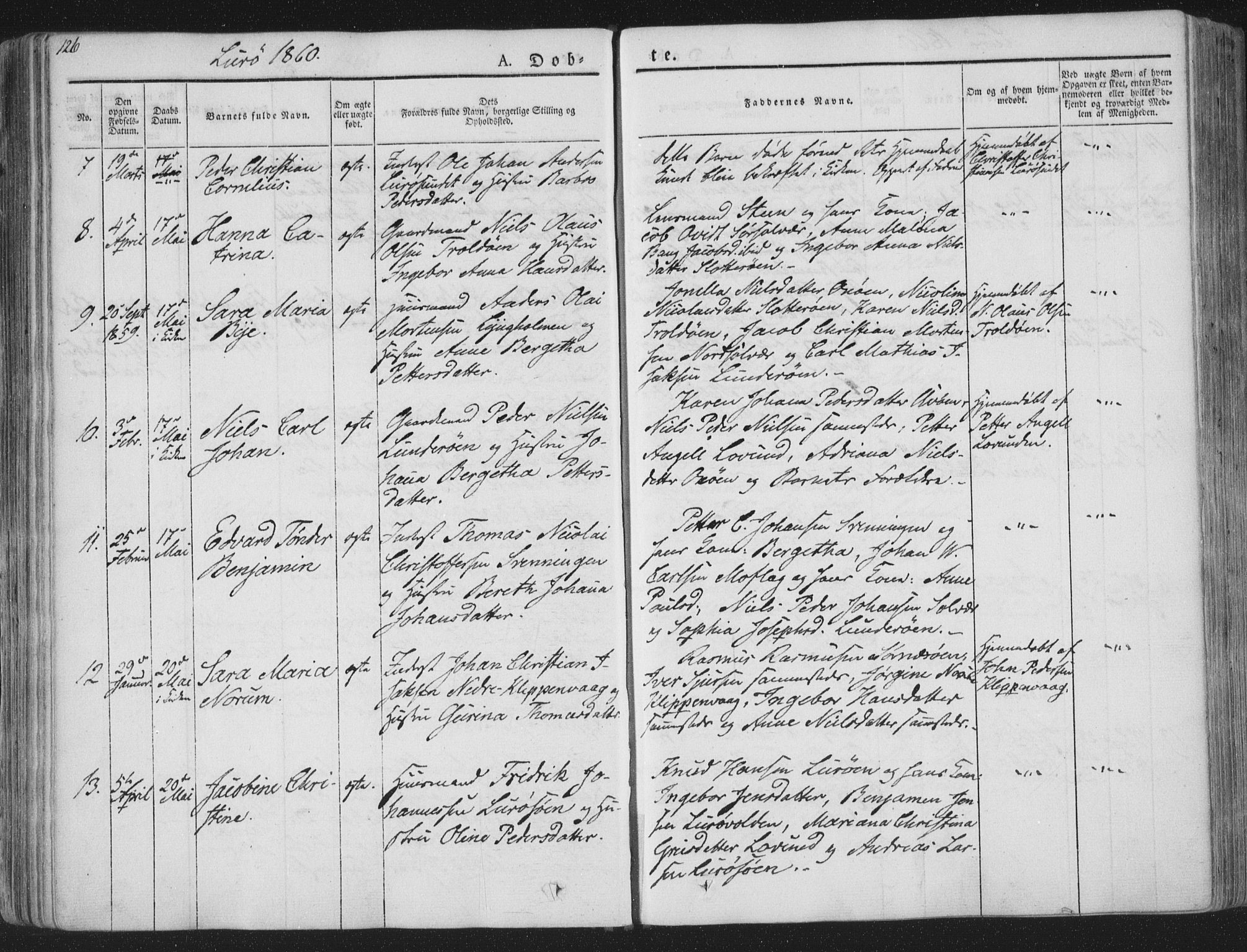 Ministerialprotokoller, klokkerbøker og fødselsregistre - Nordland, SAT/A-1459/839/L0565: Parish register (official) no. 839A02, 1825-1862, p. 126