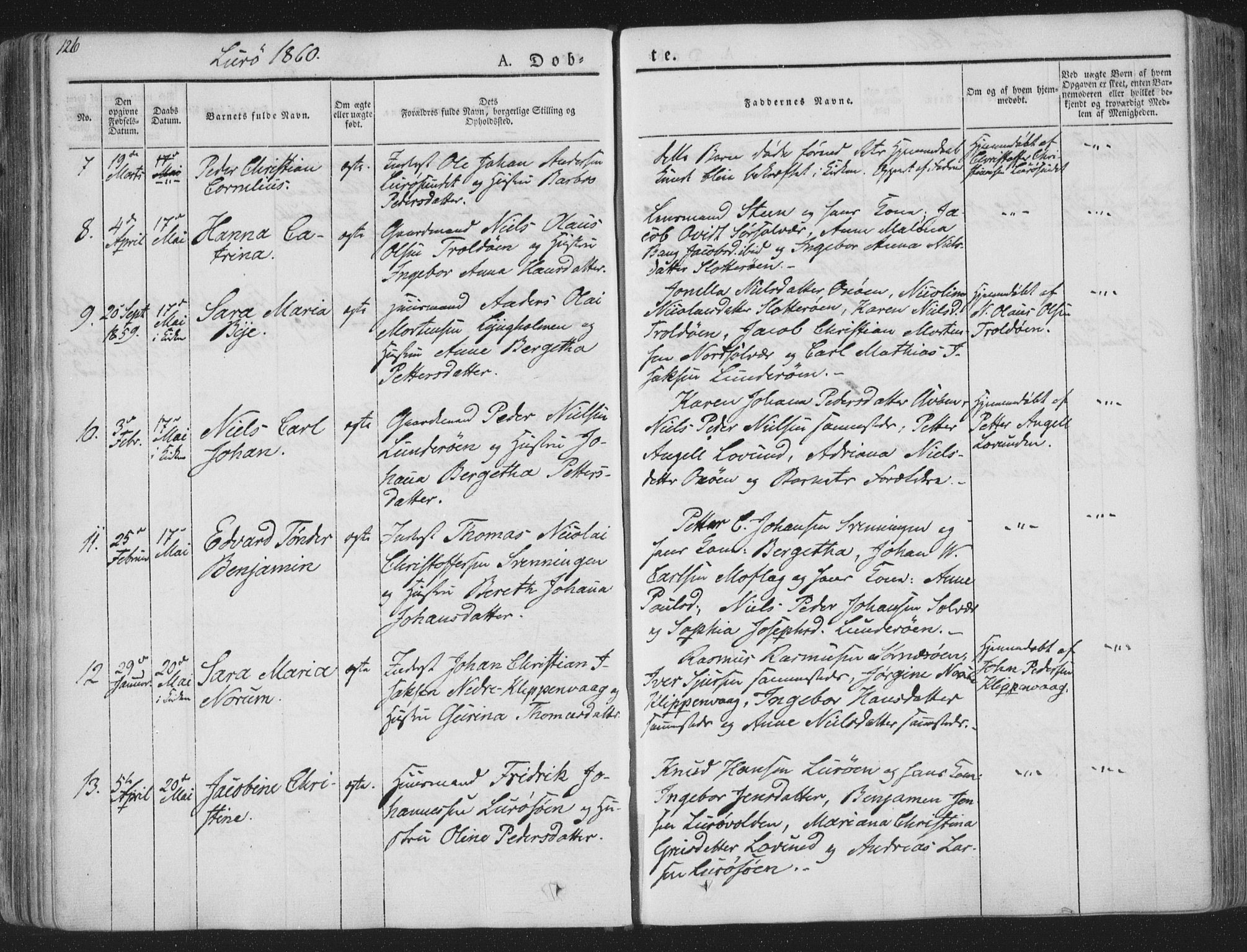Ministerialprotokoller, klokkerbøker og fødselsregistre - Nordland, AV/SAT-A-1459/839/L0565: Parish register (official) no. 839A02, 1825-1862, p. 126