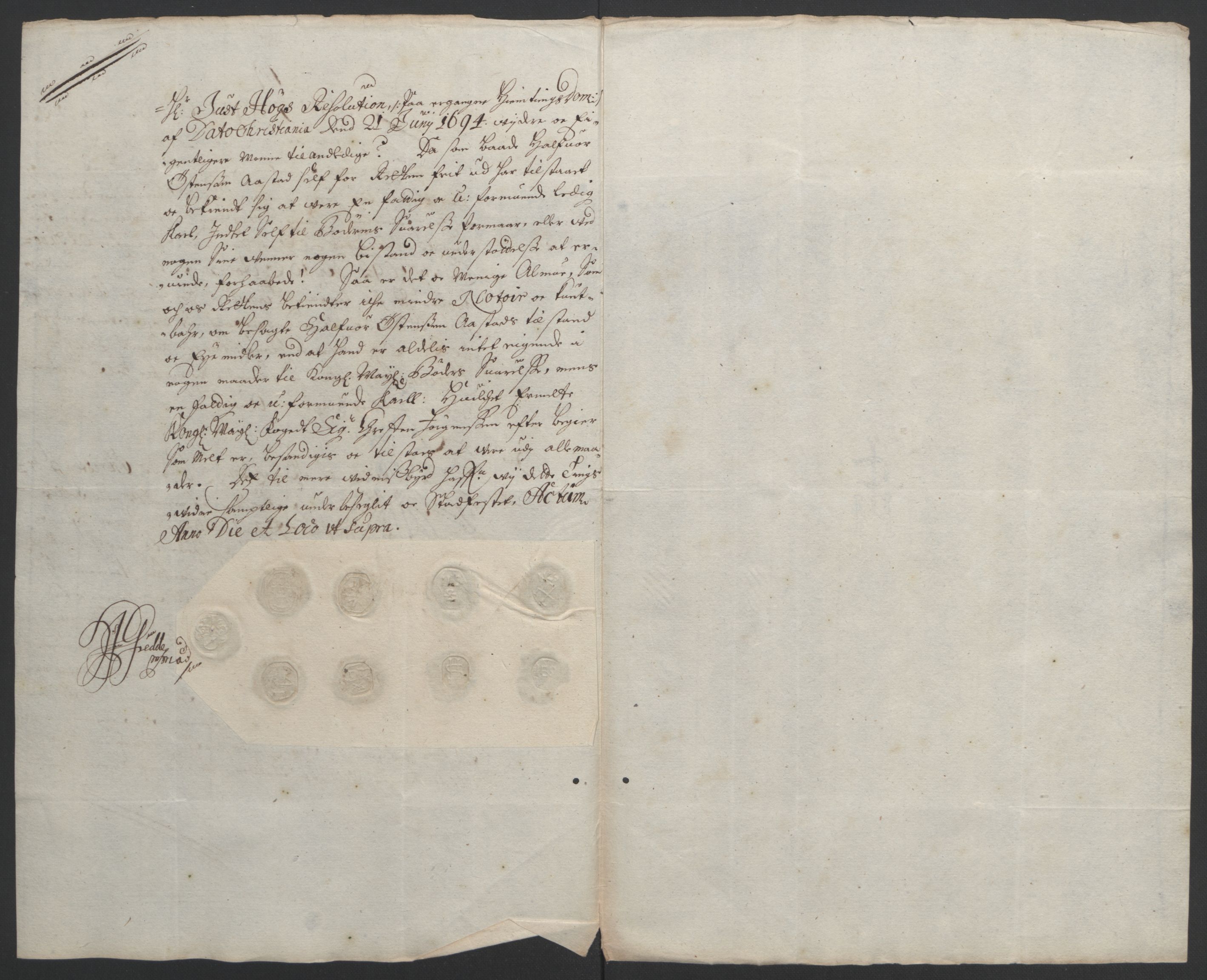 Rentekammeret inntil 1814, Reviderte regnskaper, Fogderegnskap, AV/RA-EA-4092/R12/L0706: Fogderegnskap Øvre Romerike, 1694, p. 273