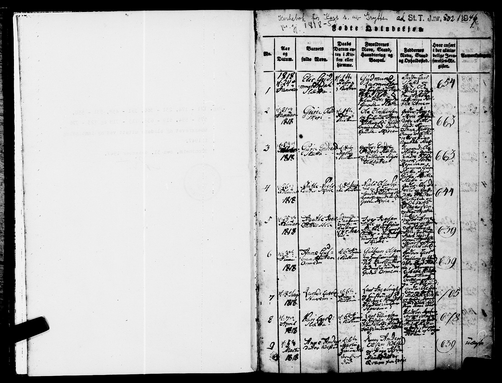 Ministerialprotokoller, klokkerbøker og fødselsregistre - Møre og Romsdal, AV/SAT-A-1454/546/L0593: Parish register (official) no. 546A01, 1818-1853, p. 0-1