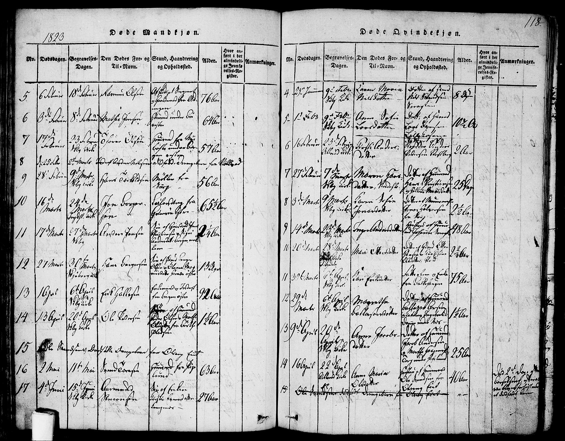 Skjeberg prestekontor Kirkebøker, SAO/A-10923/F/Fa/L0004: Parish register (official) no. I 4, 1815-1830, p. 118
