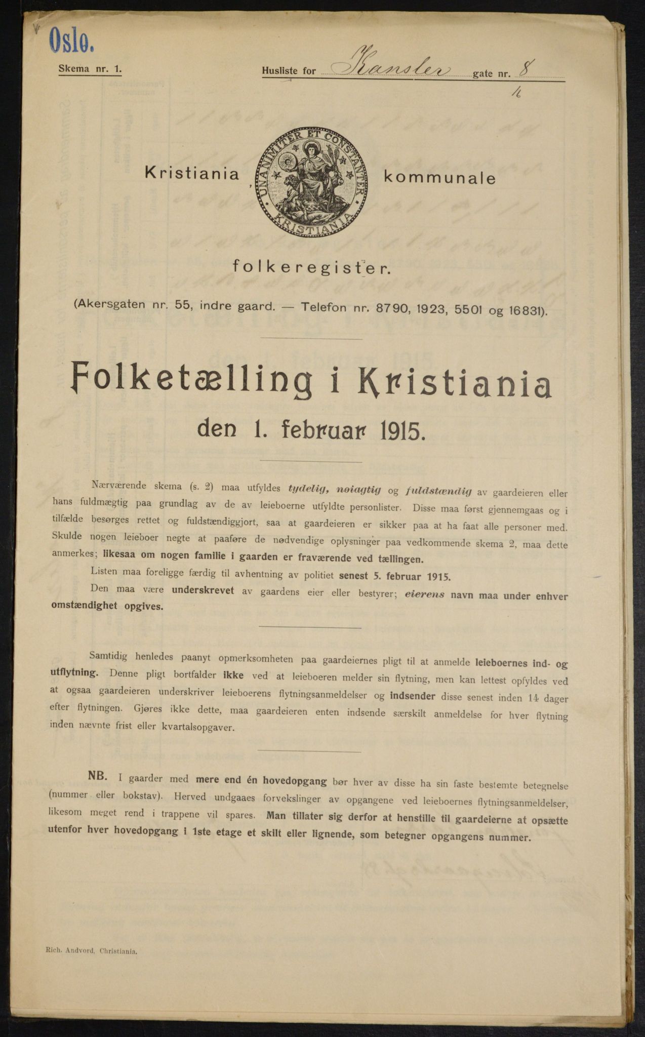 OBA, Municipal Census 1915 for Kristiania, 1915, p. 47563