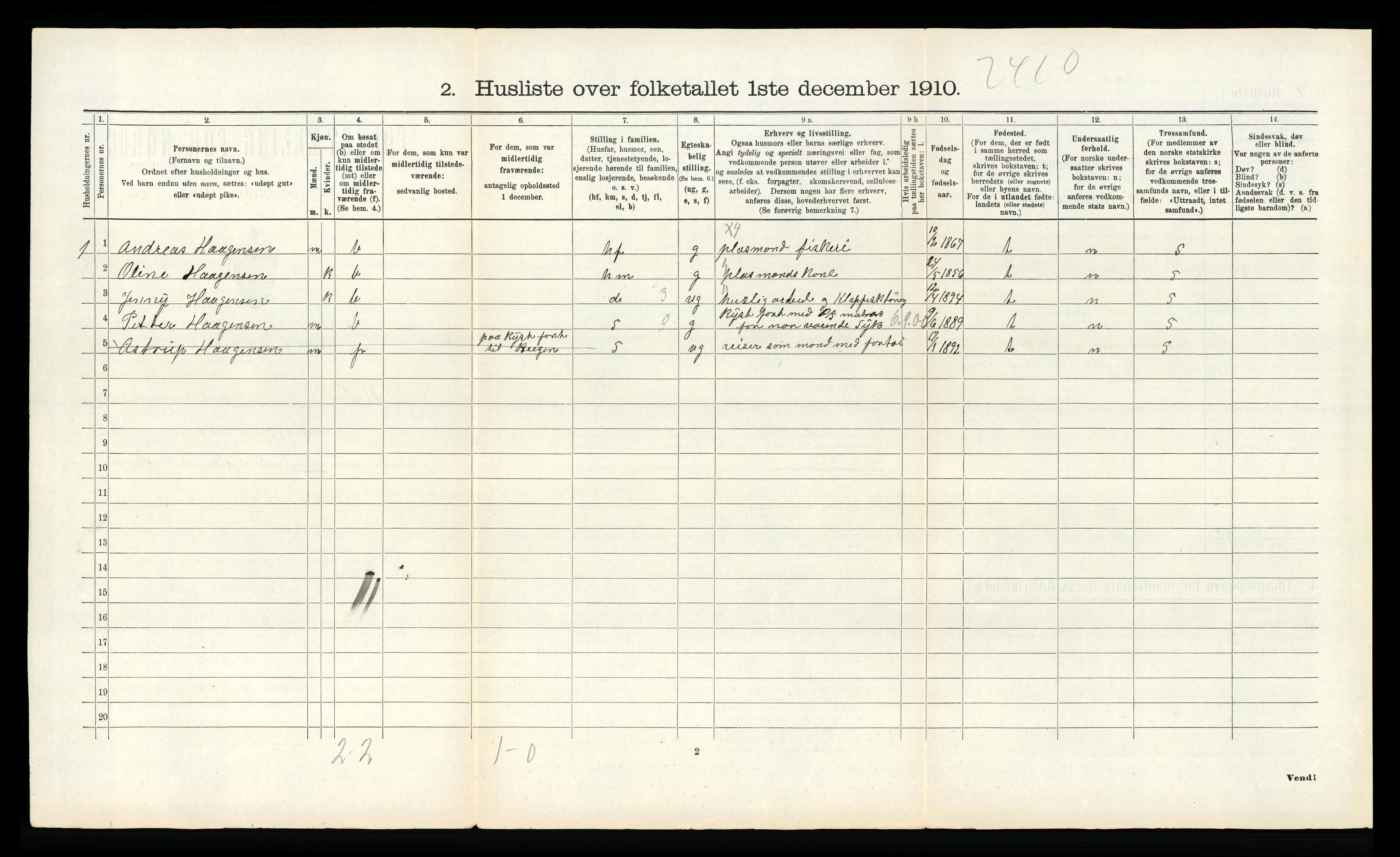 RA, 1910 census for Bodin, 1910, p. 1360