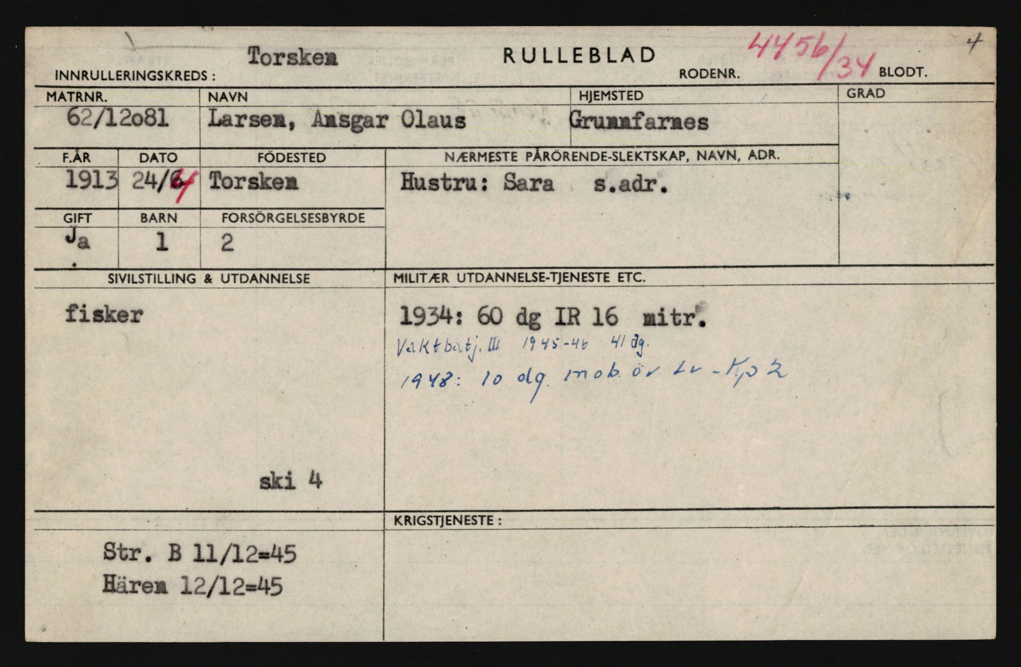 Forsvaret, Troms infanteriregiment nr. 16, AV/RA-RAFA-3146/P/Pa/L0018: Rulleblad for regimentets menige mannskaper, årsklasse 1934, 1934, p. 683