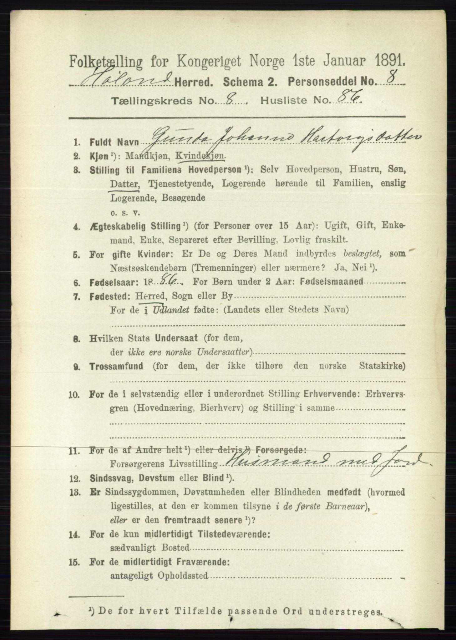 RA, 1891 census for 0221 Høland, 1891, p. 6079