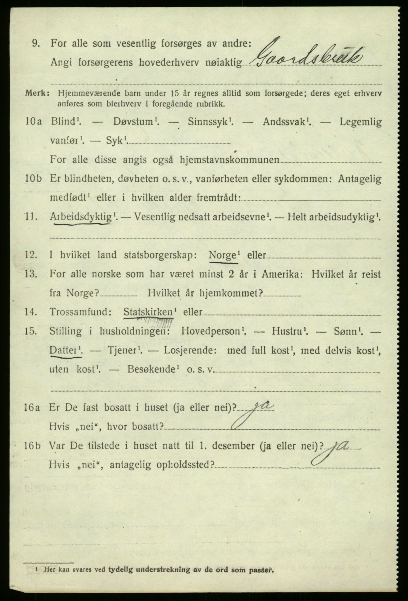 SAB, 1920 census for Hyllestad, 1920, p. 2955