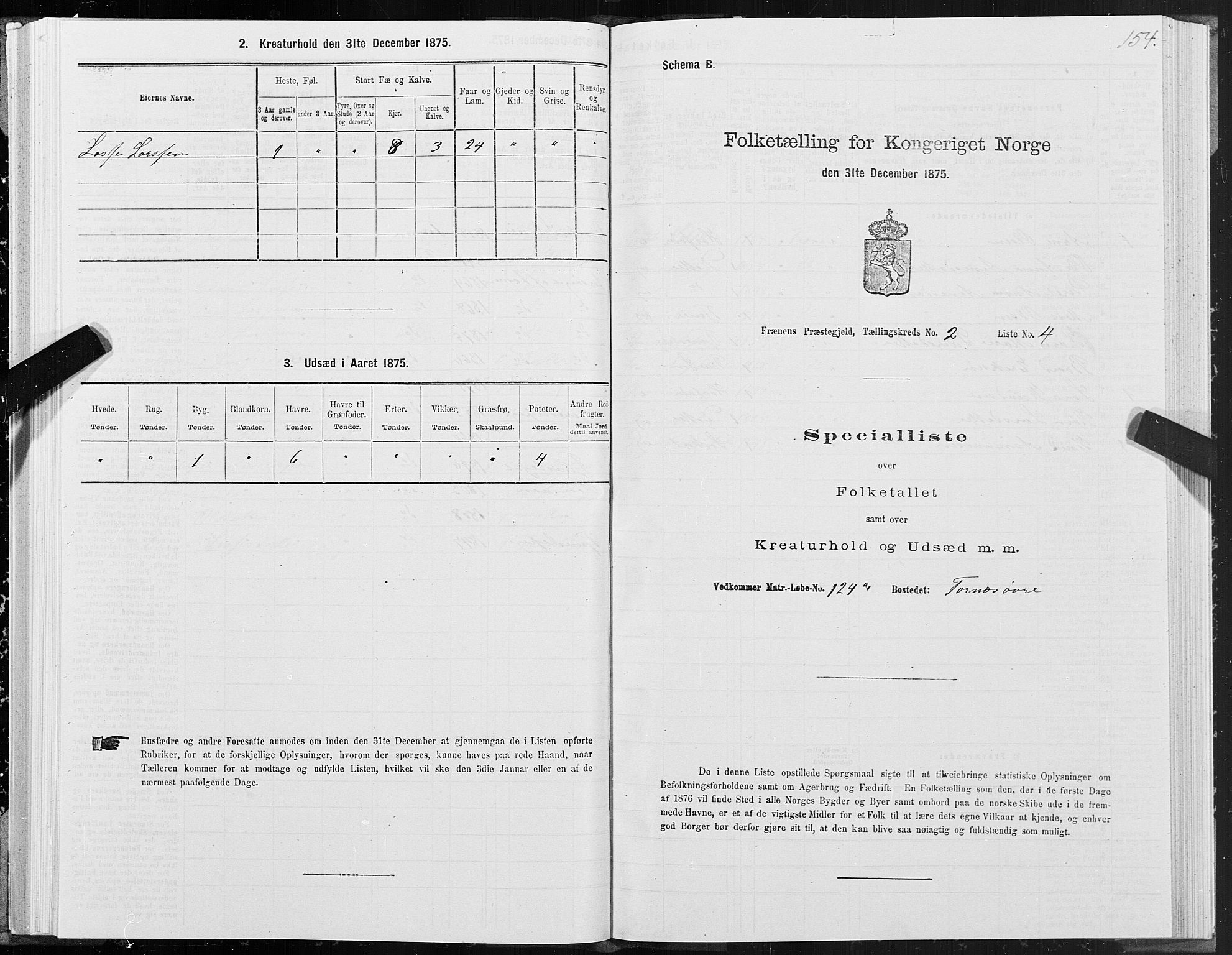 SAT, 1875 census for 1548P Fræna, 1875, p. 1154