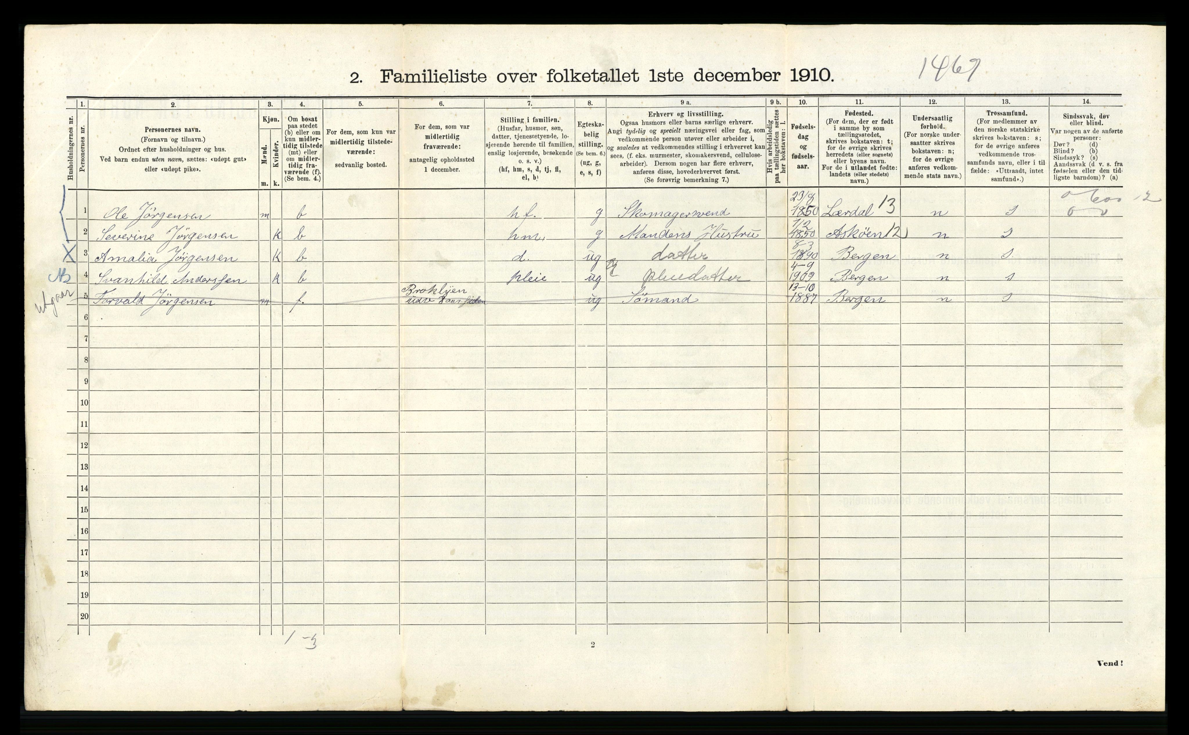 RA, 1910 census for Bergen, 1910, p. 45090