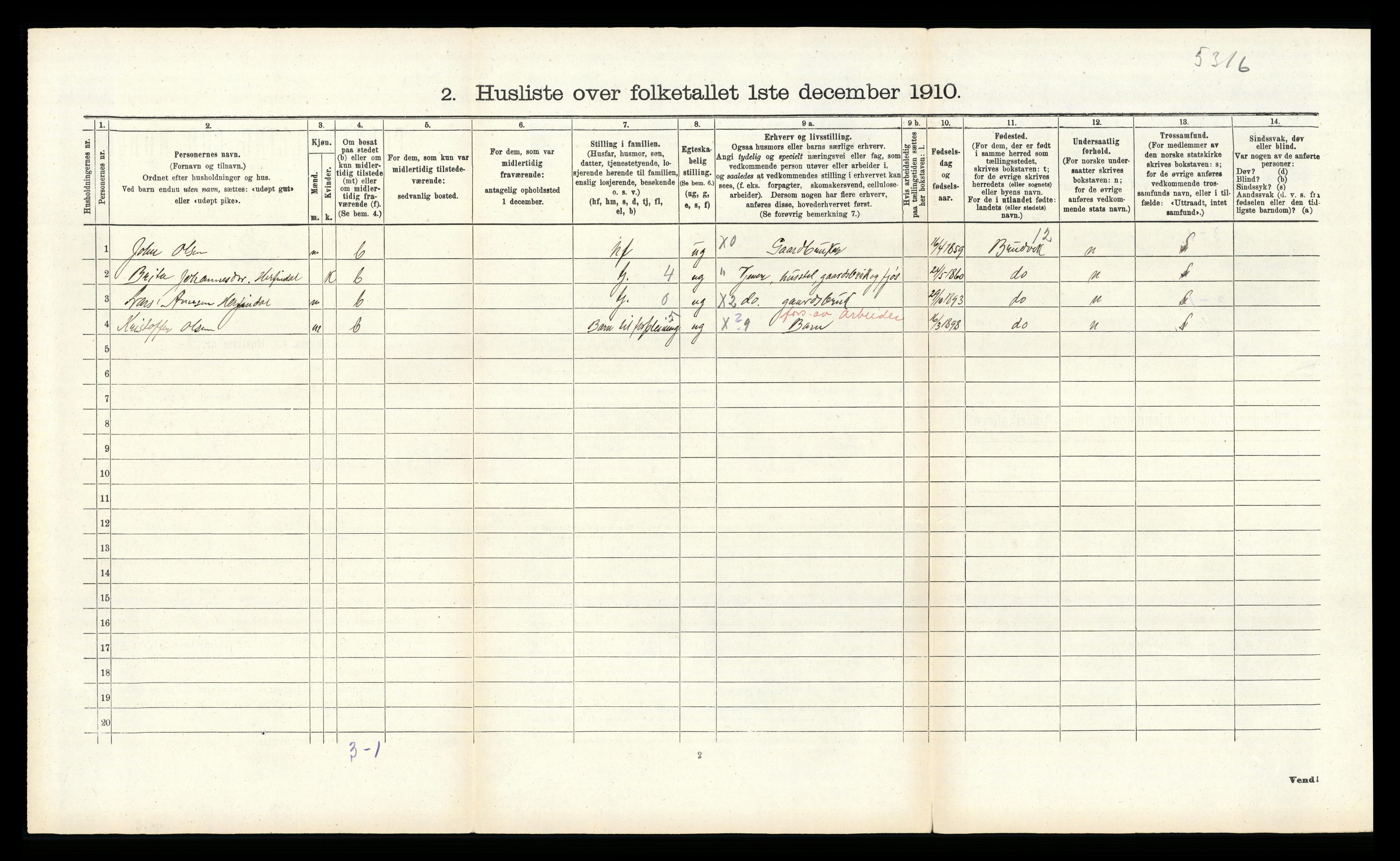 RA, 1910 census for Haus, 1910, p. 781