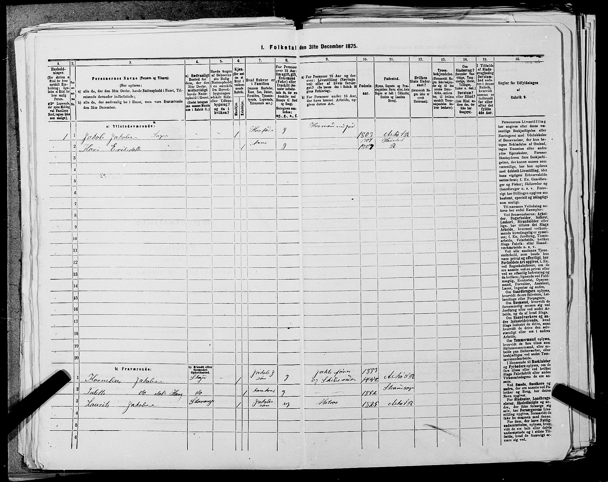 SAST, 1875 census for 1142P Rennesøy, 1875, p. 720