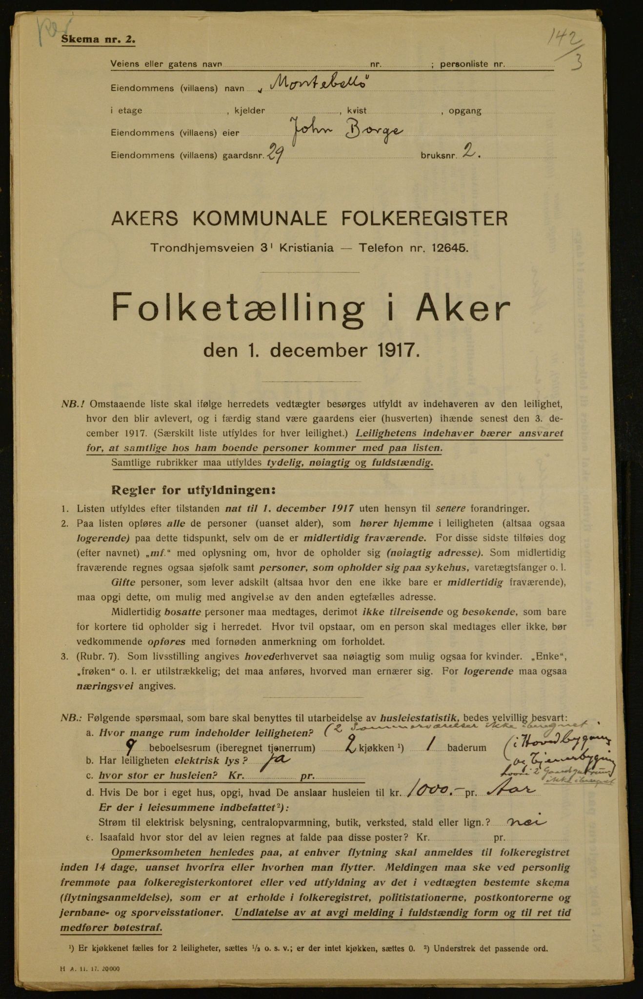 OBA, Municipal Census 1917 for Aker, 1917, p. 4273