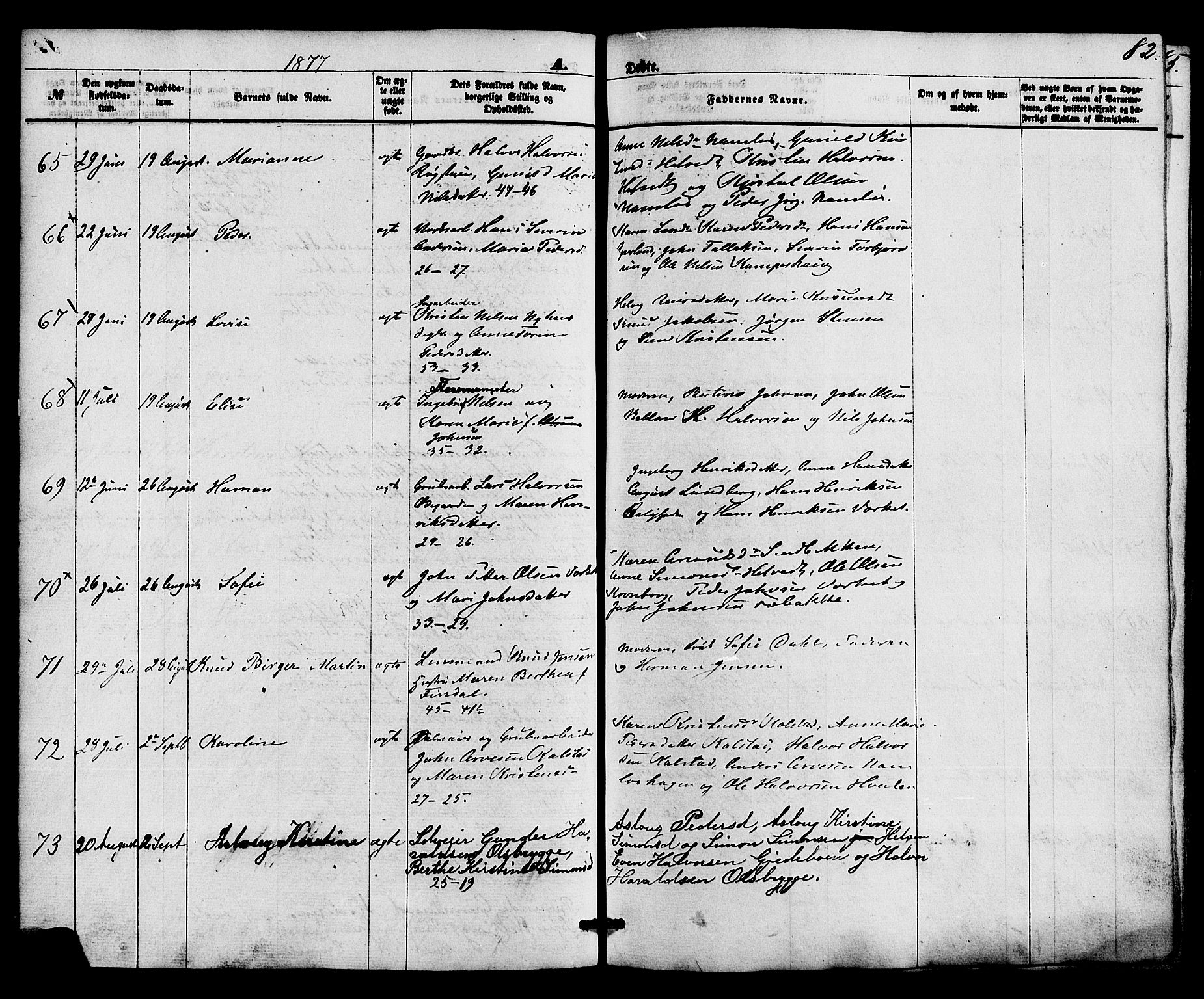 Holla kirkebøker, AV/SAKO-A-272/F/Fa/L0007: Parish register (official) no. 7, 1869-1881, p. 82