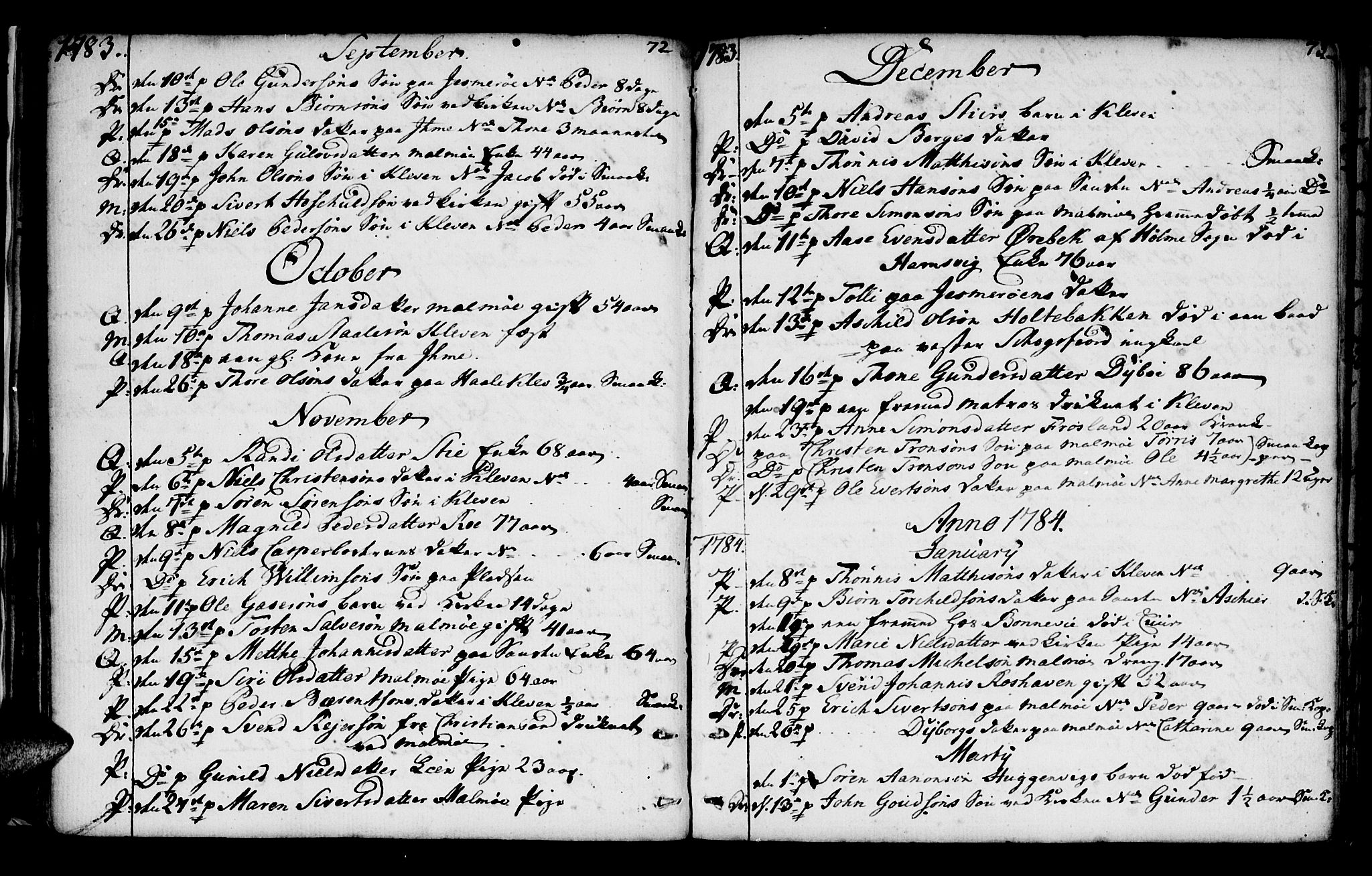 Mandal sokneprestkontor, SAK/1111-0030/F/Fa/Faa/L0005: Parish register (official) no. A 5, 1748-1803, p. 72-73