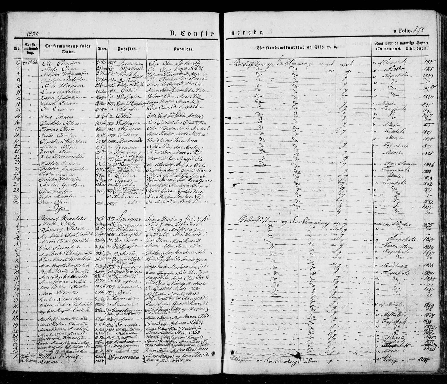 Eiker kirkebøker, SAKO/A-4/G/Ga/L0002: Parish register (copy) no. I 2, 1832-1856, p. 278