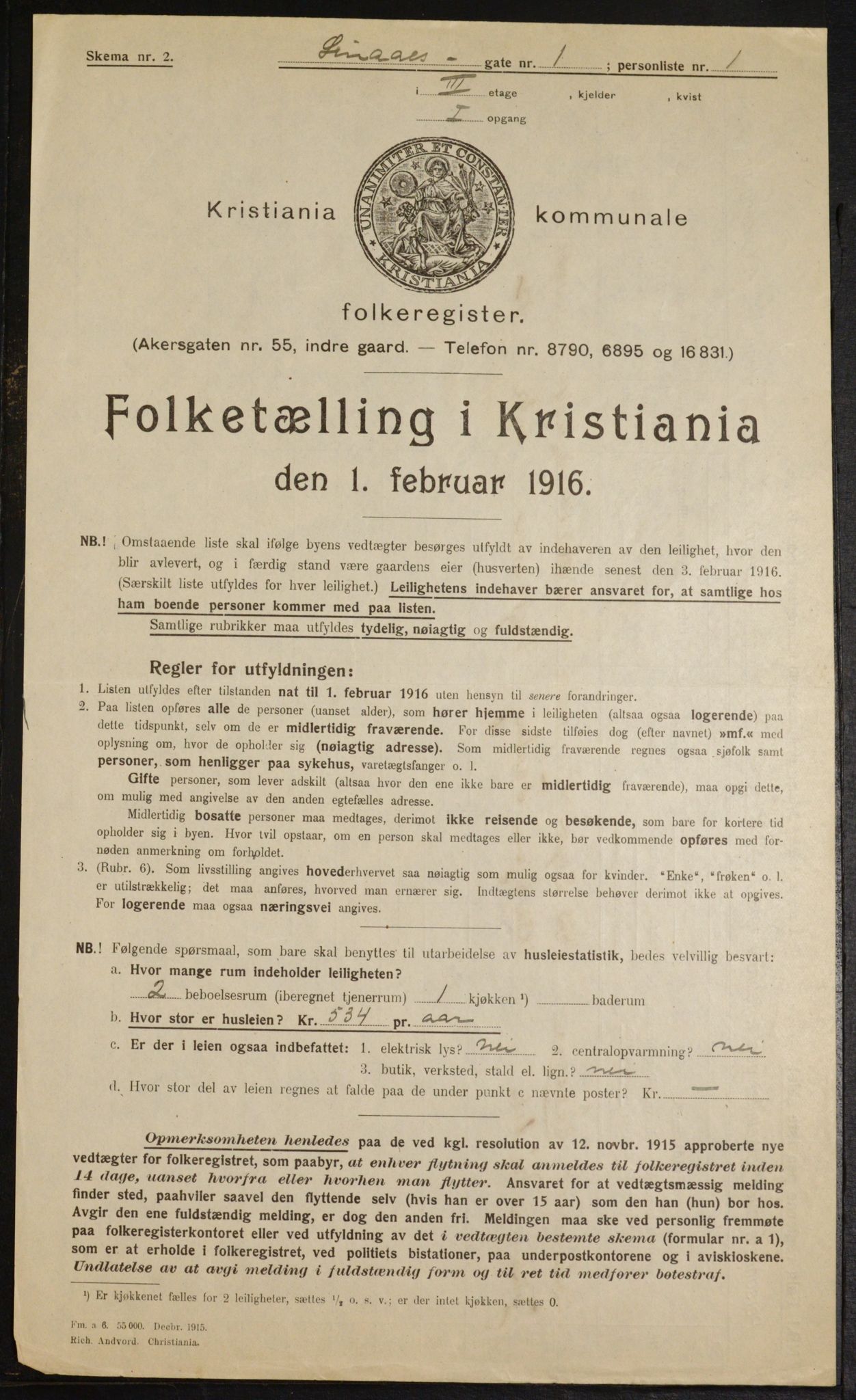 OBA, Municipal Census 1916 for Kristiania, 1916, p. 59076