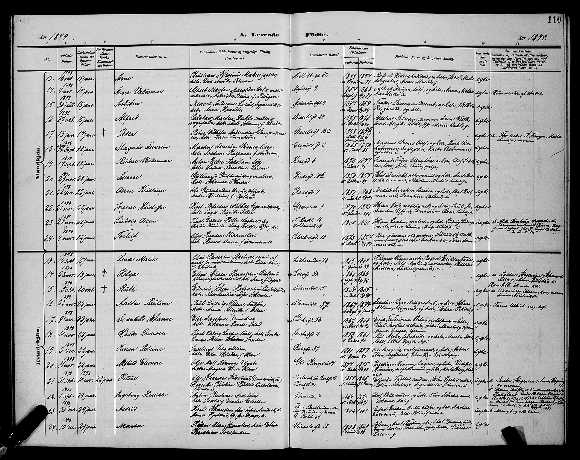 Ministerialprotokoller, klokkerbøker og fødselsregistre - Sør-Trøndelag, AV/SAT-A-1456/604/L0225: Parish register (copy) no. 604C08, 1895-1899, p. 110