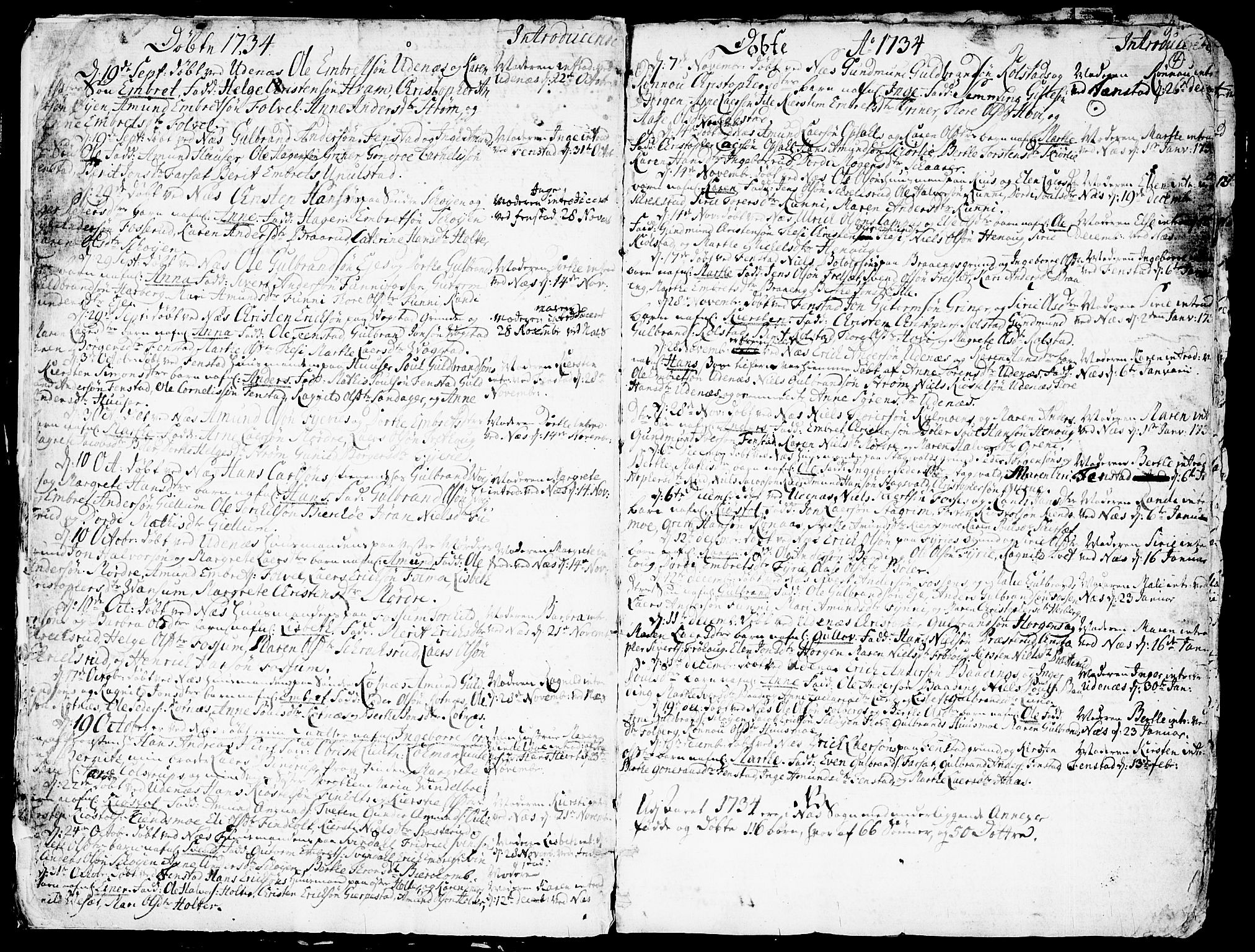 Nes prestekontor Kirkebøker, SAO/A-10410/F/Fa/L0003: Parish register (official) no. I 3, 1734-1781, p. 4