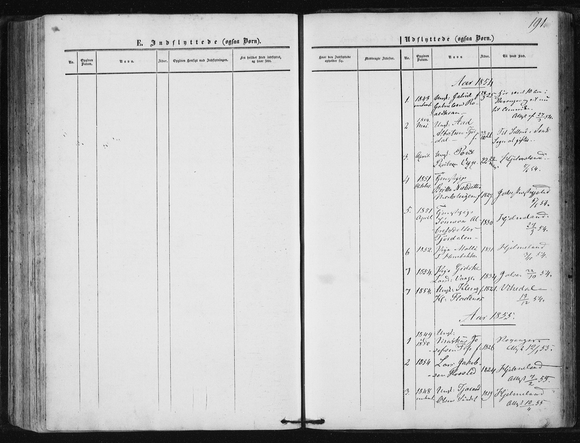 Suldal sokneprestkontor, SAST/A-101845/01/IV/L0009: Parish register (official) no. A 9, 1854-1868, p. 191
