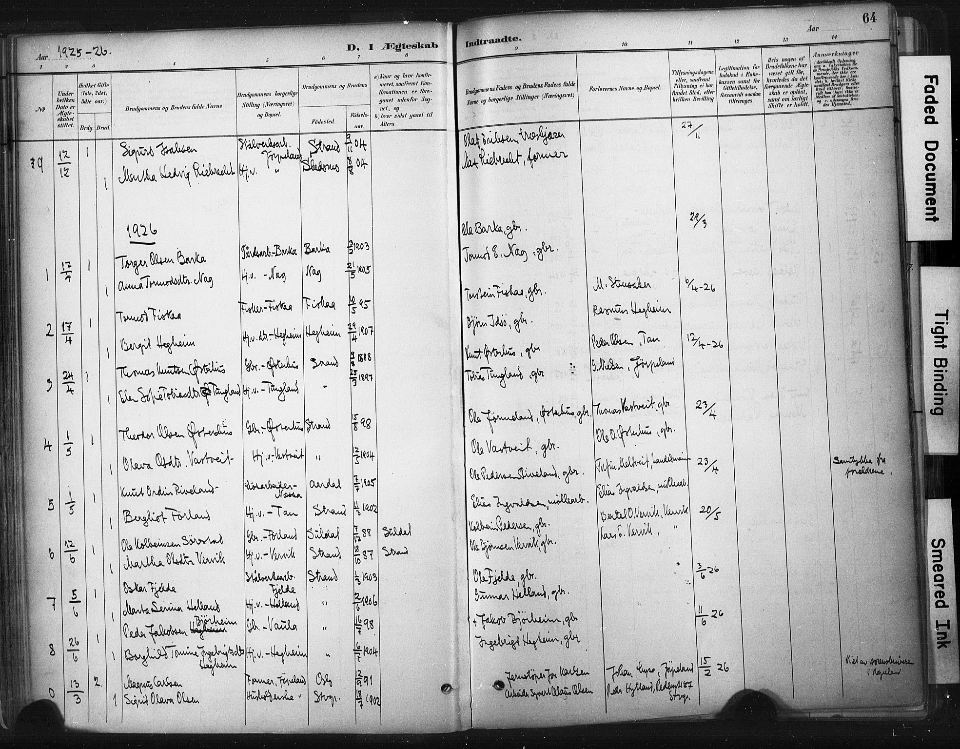 Strand sokneprestkontor, SAST/A-101828/H/Ha/Haa/L0010: Parish register (official) no. A 10, 1882-1929, p. 64