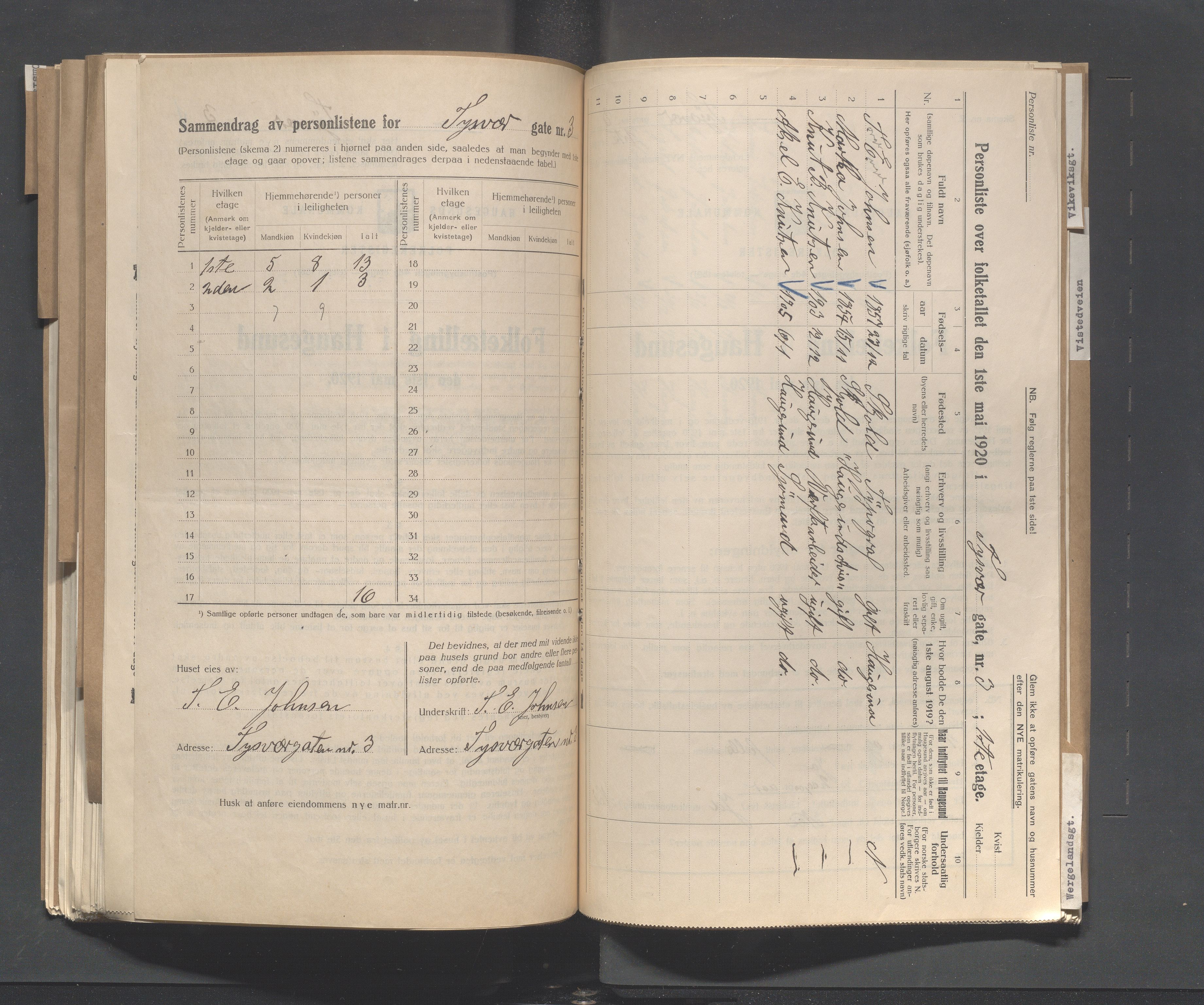 IKAR, Local census 1.5.1920 for Haugesund, 1920, p. 5258